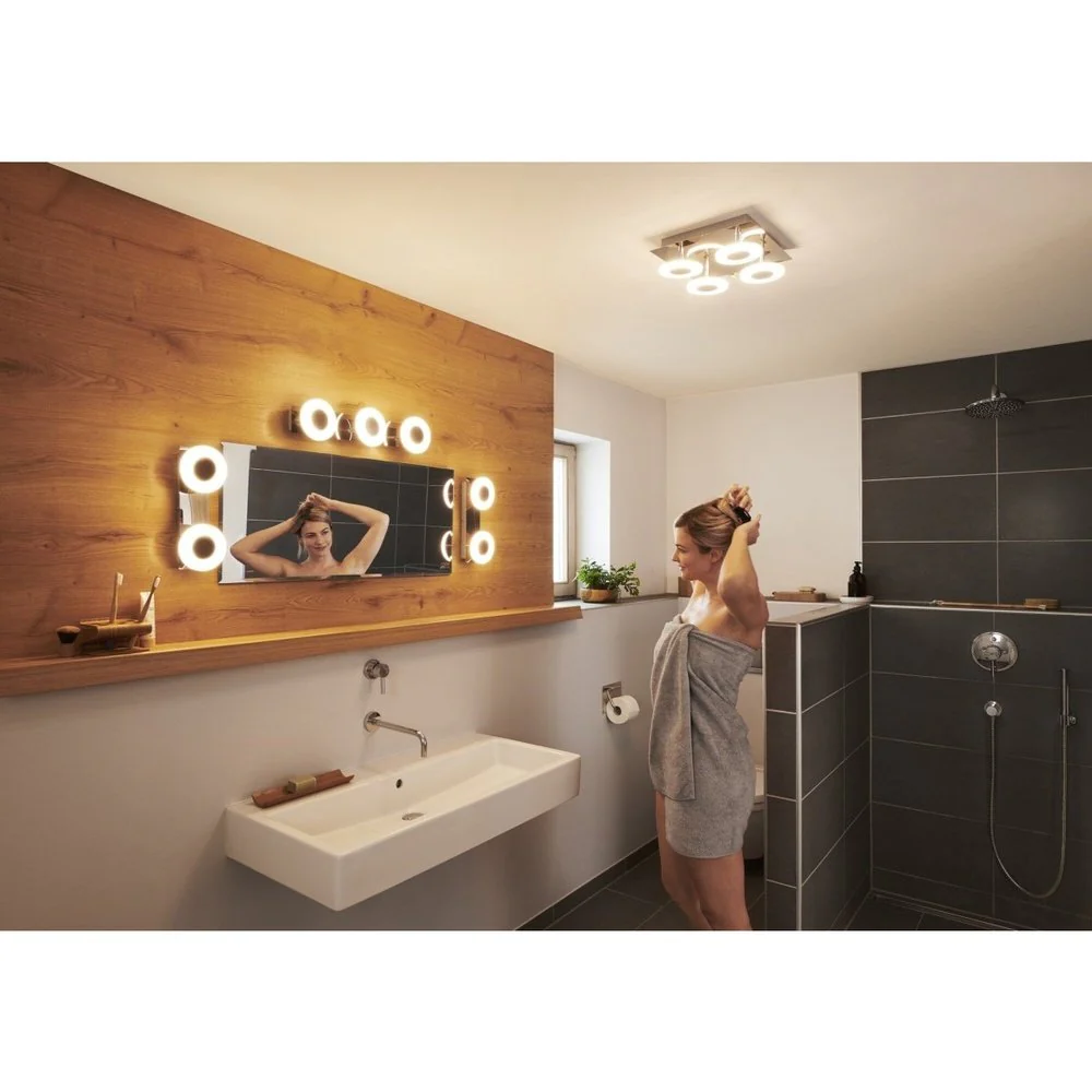 Lampa sufitowa LED WiFi ORBIS WALL WAVE 26W, inteligentna, do łazienki, kwadratowa, 4 źródła LED, IP44, regulowana biel, 300x300 mm - Image 4