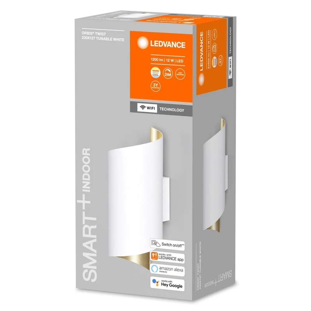 Lampa ścienna LED WiFi ORBIS TWIST WHITE 12W, inteligentna, ściemnialna, regulowana biel biel - Image 3