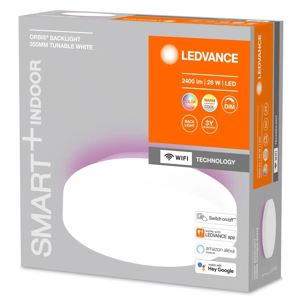 Lampa sufitowa LED WiFi ORBIS BACKLIGHT WHITE 28W, inteligentna, okrągła, RGB, regulowana biel, 350 mm - Image 3