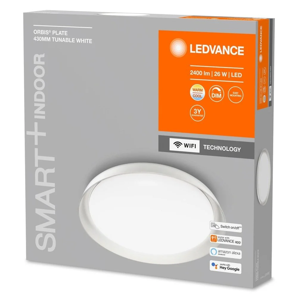 Lampa sufitowa LED WiFi Orbis Plate White 26W, inteligentna, okrągła, ściemnialna, regulowana biel, 430x430 mm - Image 3