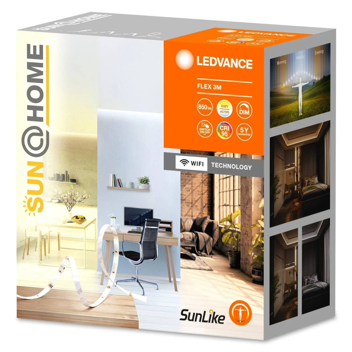 Taśma LED WiFi SUN@Home Flex, inteligentna, wewnętrzna, ściemnialna, regulowana biel, 3 m - Image 3