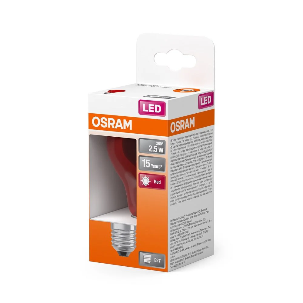 Kolorowa Lampa LED klasyczny krztałt Czerw. E27 2,5W 1000K - Image 3