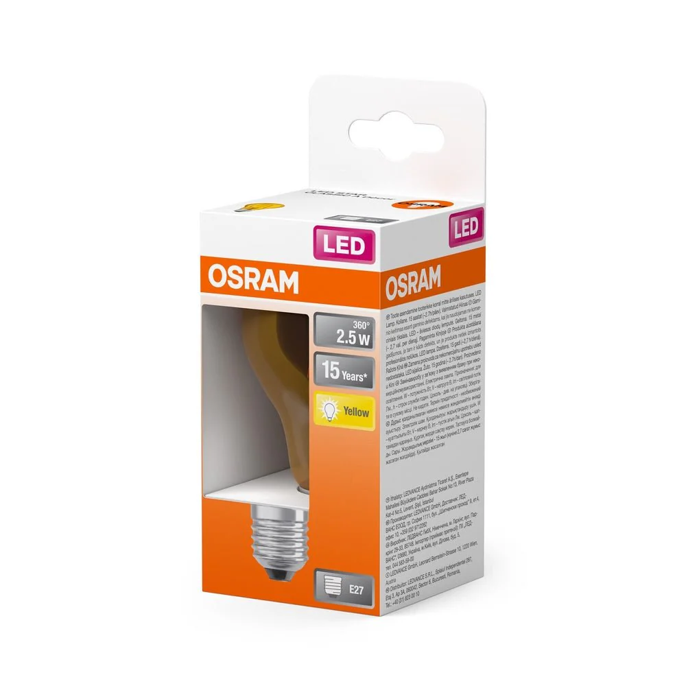Kolorowa Lampa LED klasyczny krztałt Żół. E27 2,5W 2200K - Image 3