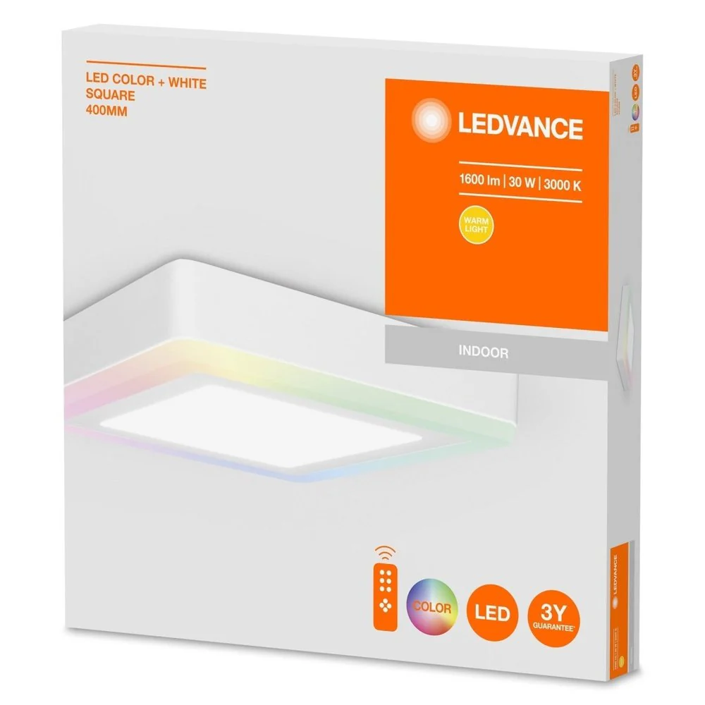 Lampa sufitowa LED COLOR WHITE SQ 30W, RGB, kwadratowa, z pilotem, 400 mm - Image 3