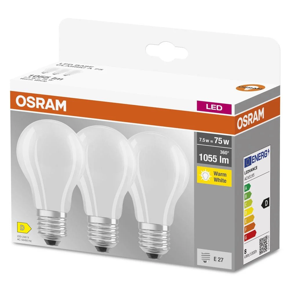 3 x lampa LED E27 7,5W 2700K 1055lm Żółta Klasyczna - Image 3