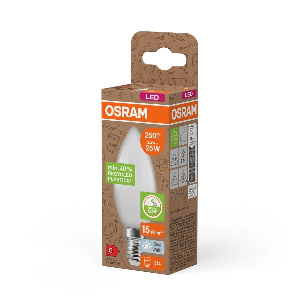 Lampa LED Klasyczna żarówka B z recyklingu E14 3,3W 4000K - Image 3