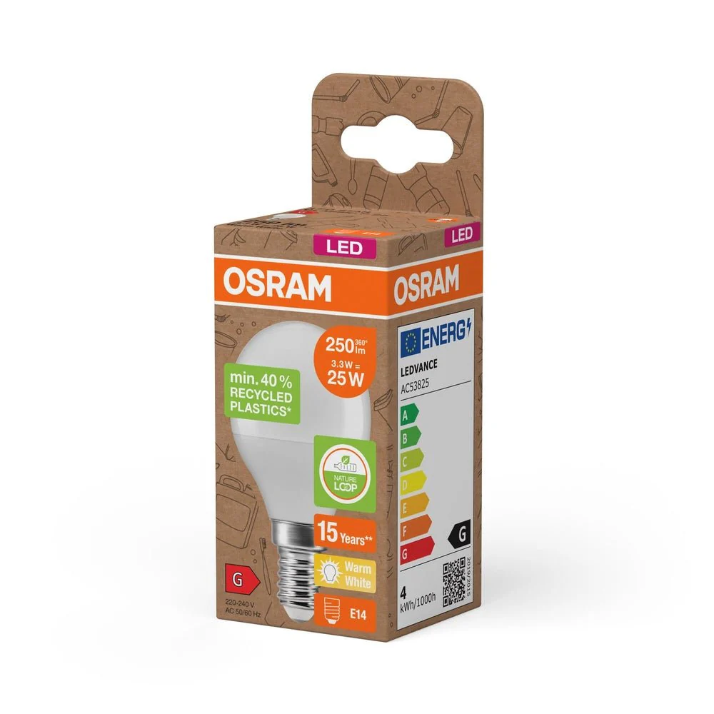 Lampa LED Klasyczna żarówka P z recyklingu E14 3,3W 2700K - Image 3