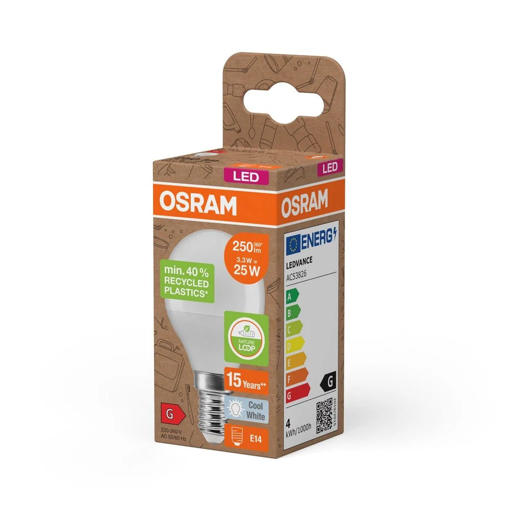 Lampa LED Klasyczna żarówka P z recyklingu E14 3,3W 4000K - Image 3