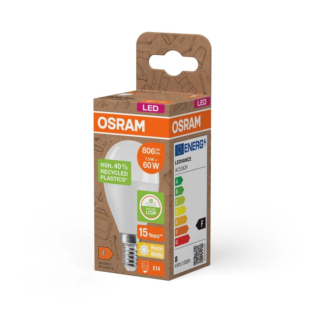 Lampa LED Klasyczna żarówka P z recyklingu E14 7,5W 2700K - Image 3