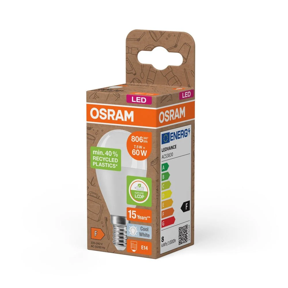 Lampa LED Klasyczna żarówka P z recyklingu E14 7,5W 4000K - Image 3