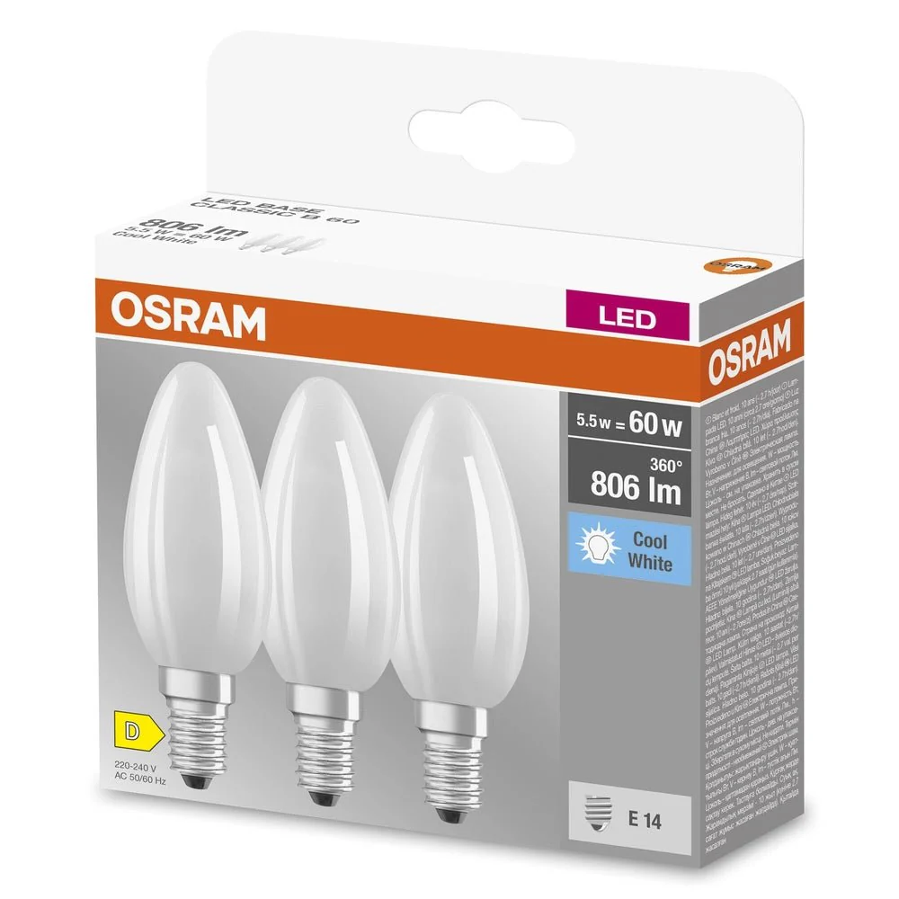 3 x lampa LED klasyczny krztałt świecowej E14 5,5W 4000K 806lm - Image 3