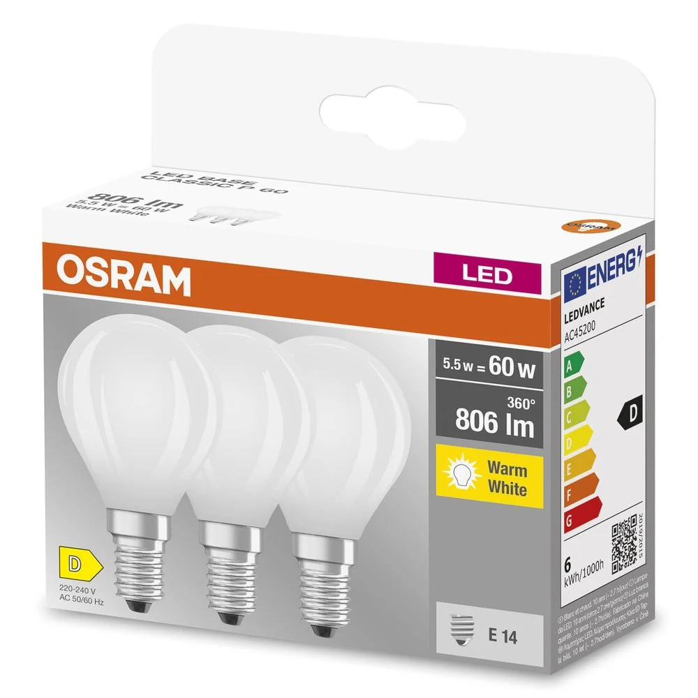3 x lampa LED klasyczny krztałtKulistej E14 5,5W 2700K 806lm - Image 3