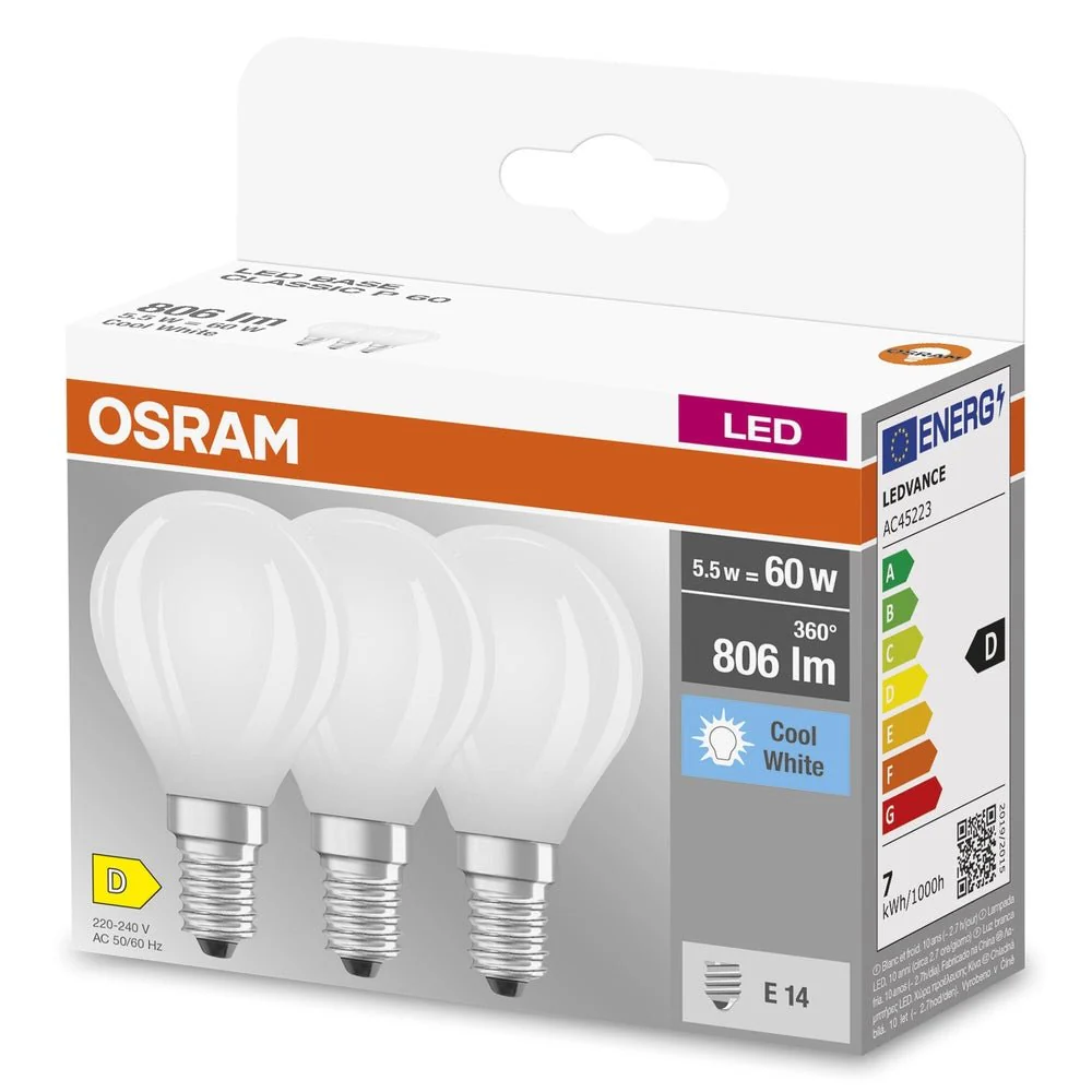 3 x lampa LED klasyczny krztałtKulistej E14 5,5W 4000K 806lm - Image 3