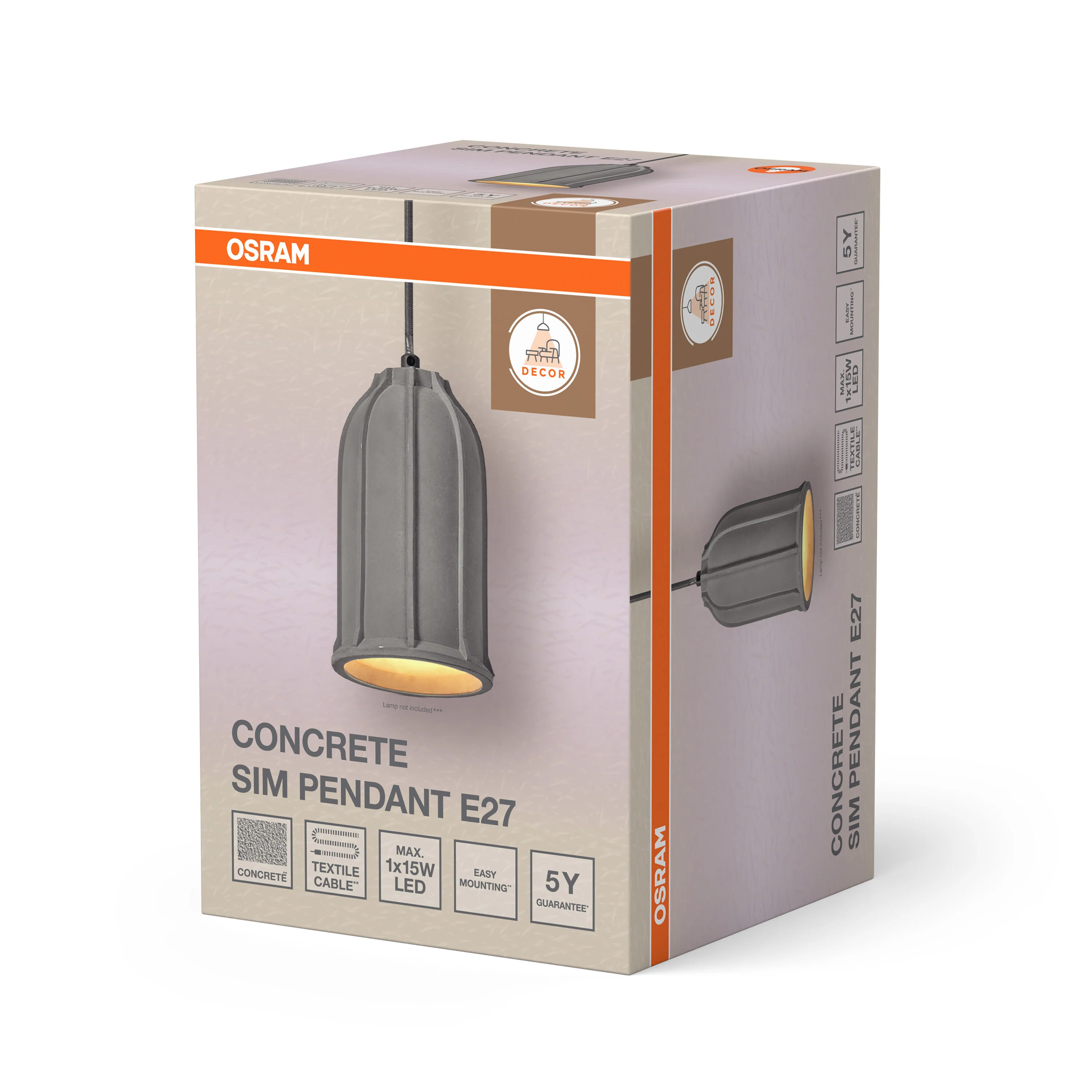 Lampa LED OSRAM Decor Concrete Sim Pendant E27 Dark Grey - Image 6