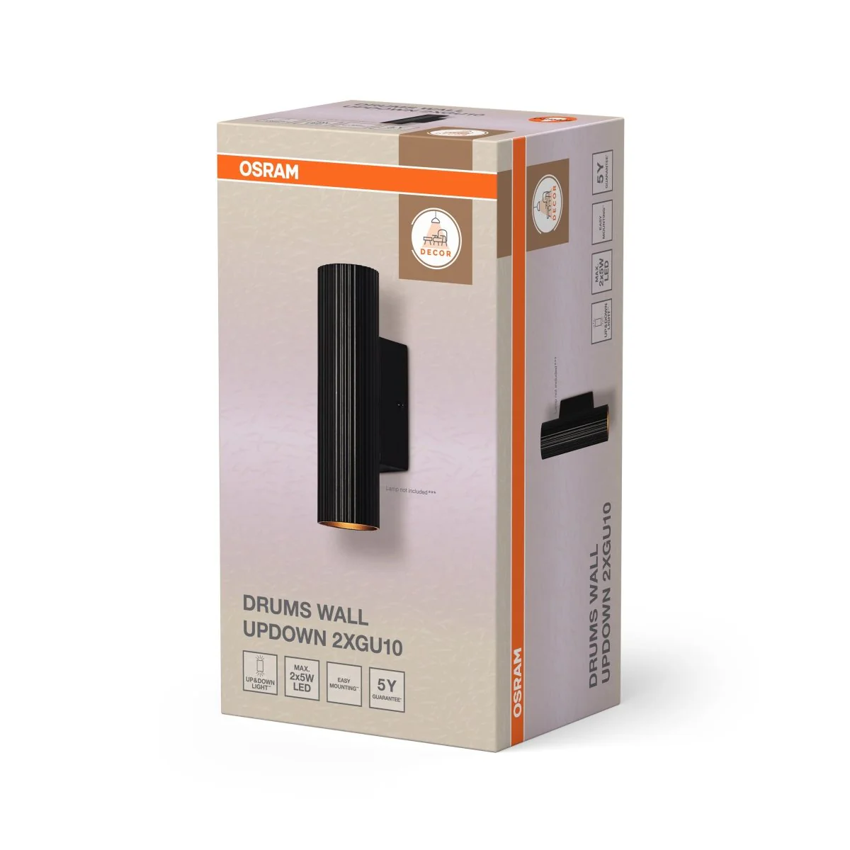 Lampa LED OSRAM Decor Drums Wall Updown 2XGU10 czarny - Image 2