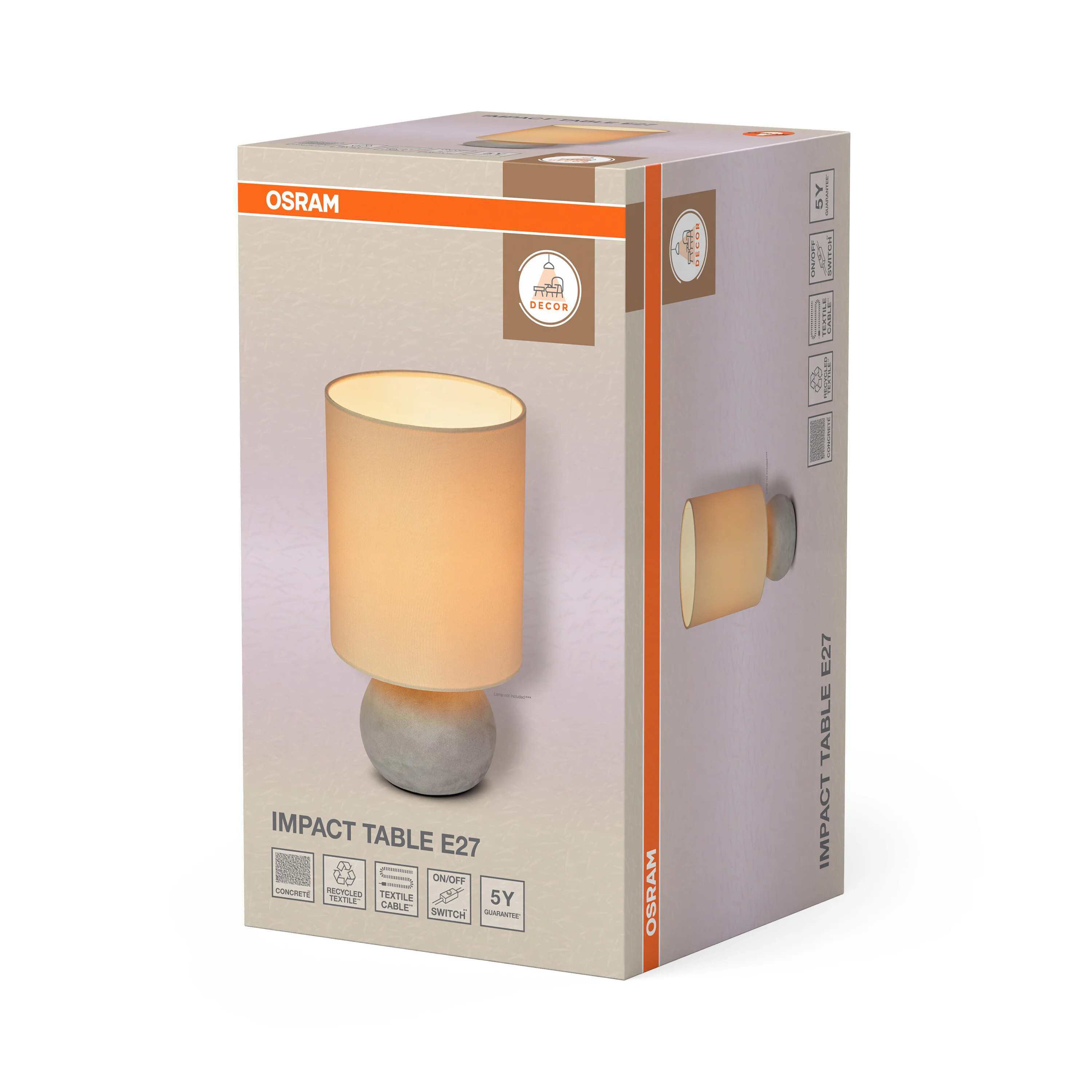 Lampa LED OSRAM Decor Impact Table 1XE27 Beige and Grey - Image 6