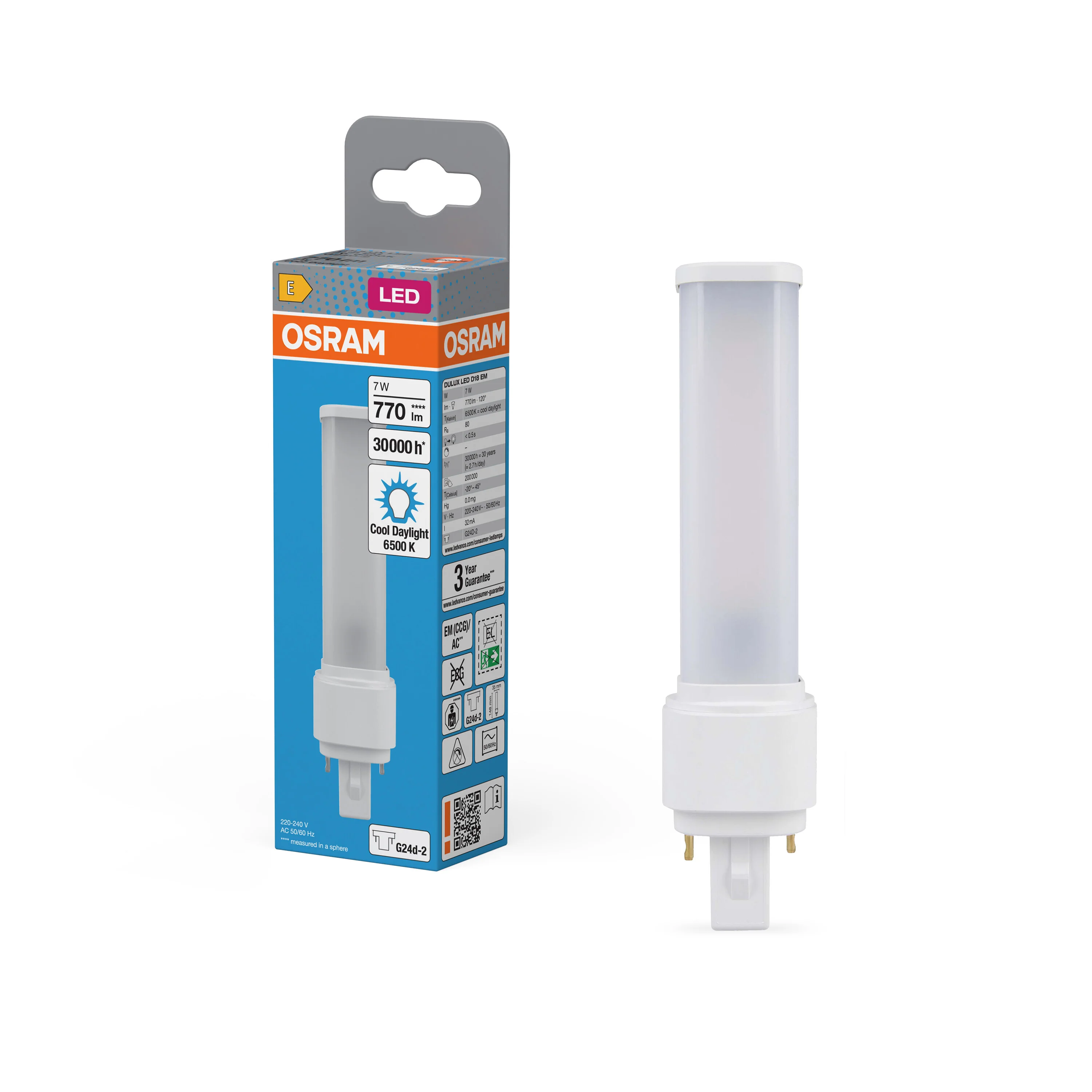 Lampa LED OSRAM DULUX LED D18 EM & AC MAINS 7W 865 G24D-2 - Image 4