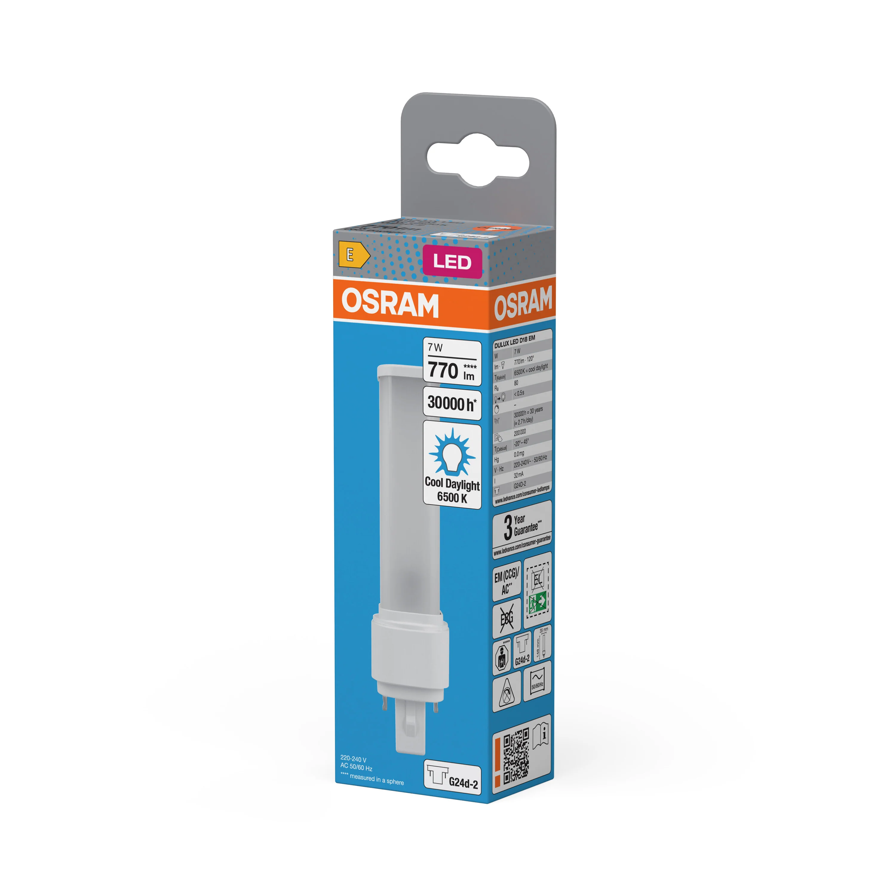 Lampa LED OSRAM DULUX LED D18 EM & AC MAINS 7W 865 G24D-2 - Image 5