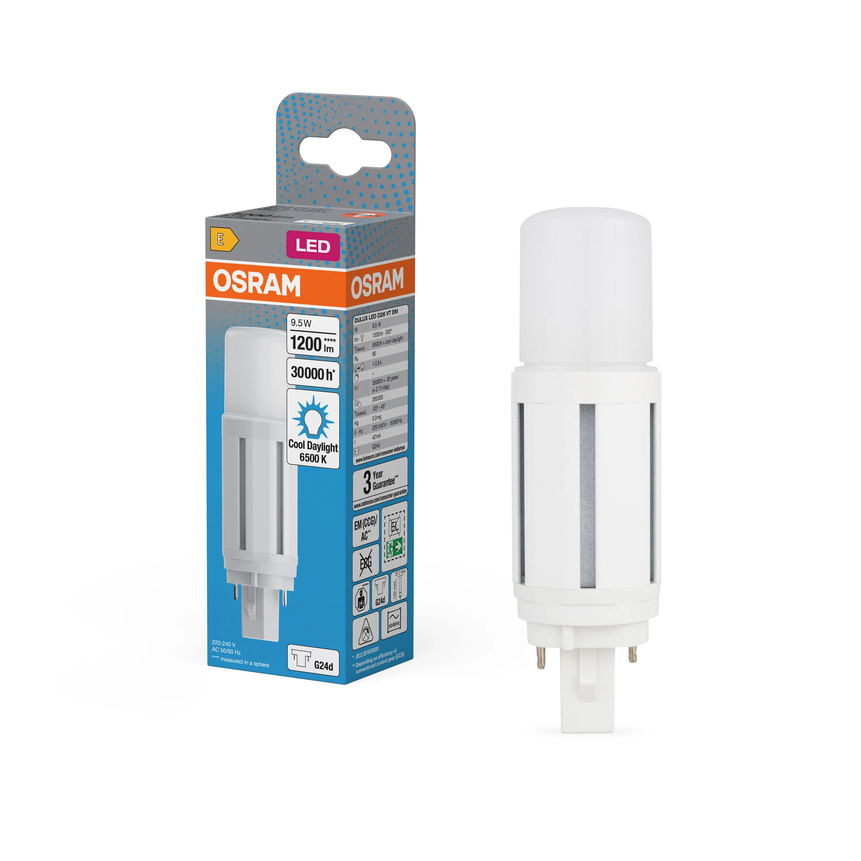 Lampa LED OSRAM DULUX LED D26 VT EM & AC MAINS 9.5W 865 G24D - Image 4