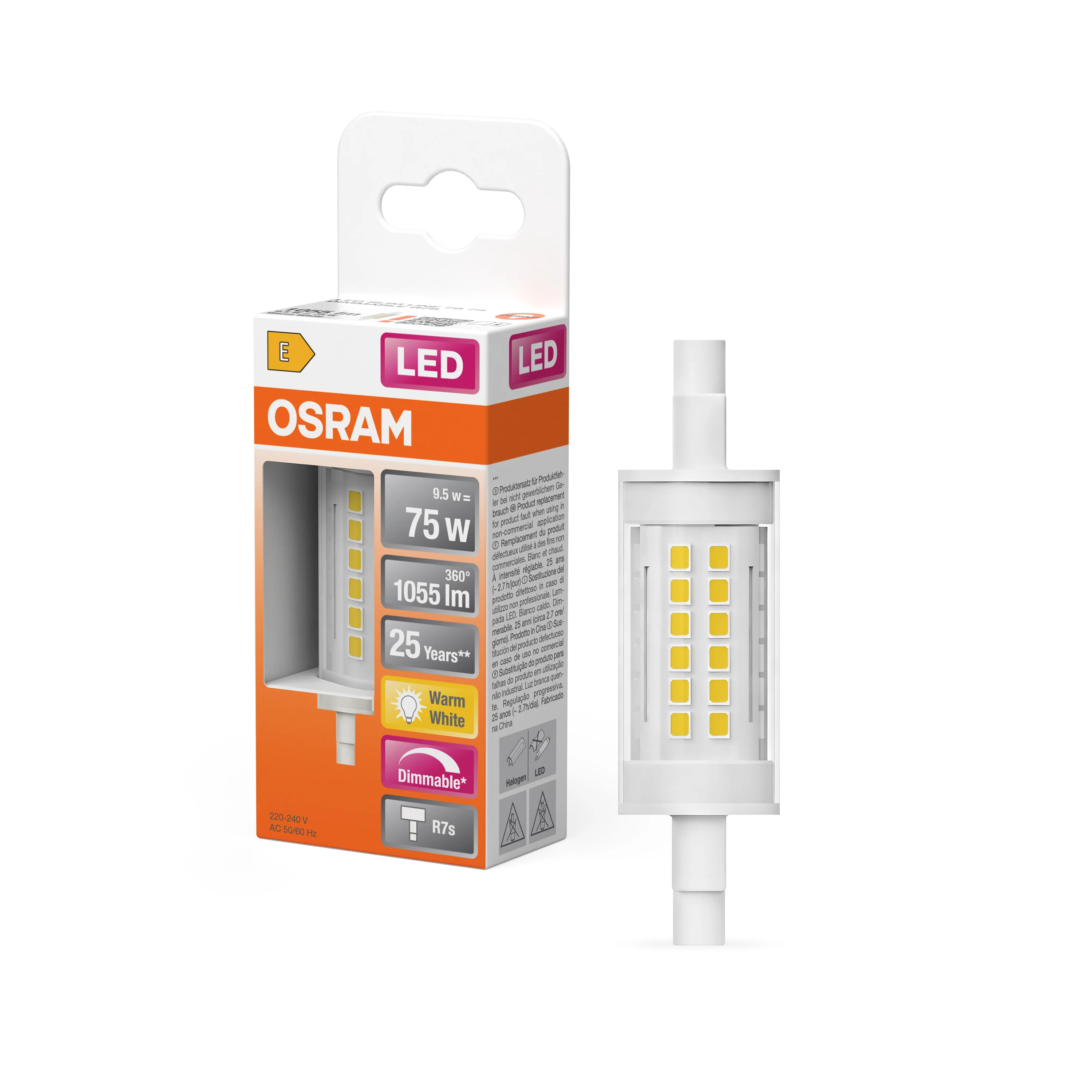Lampa LED OSRAM LED Slim Line 78 75 300° DIM 9.5W 827 Clear R7s - Image 4