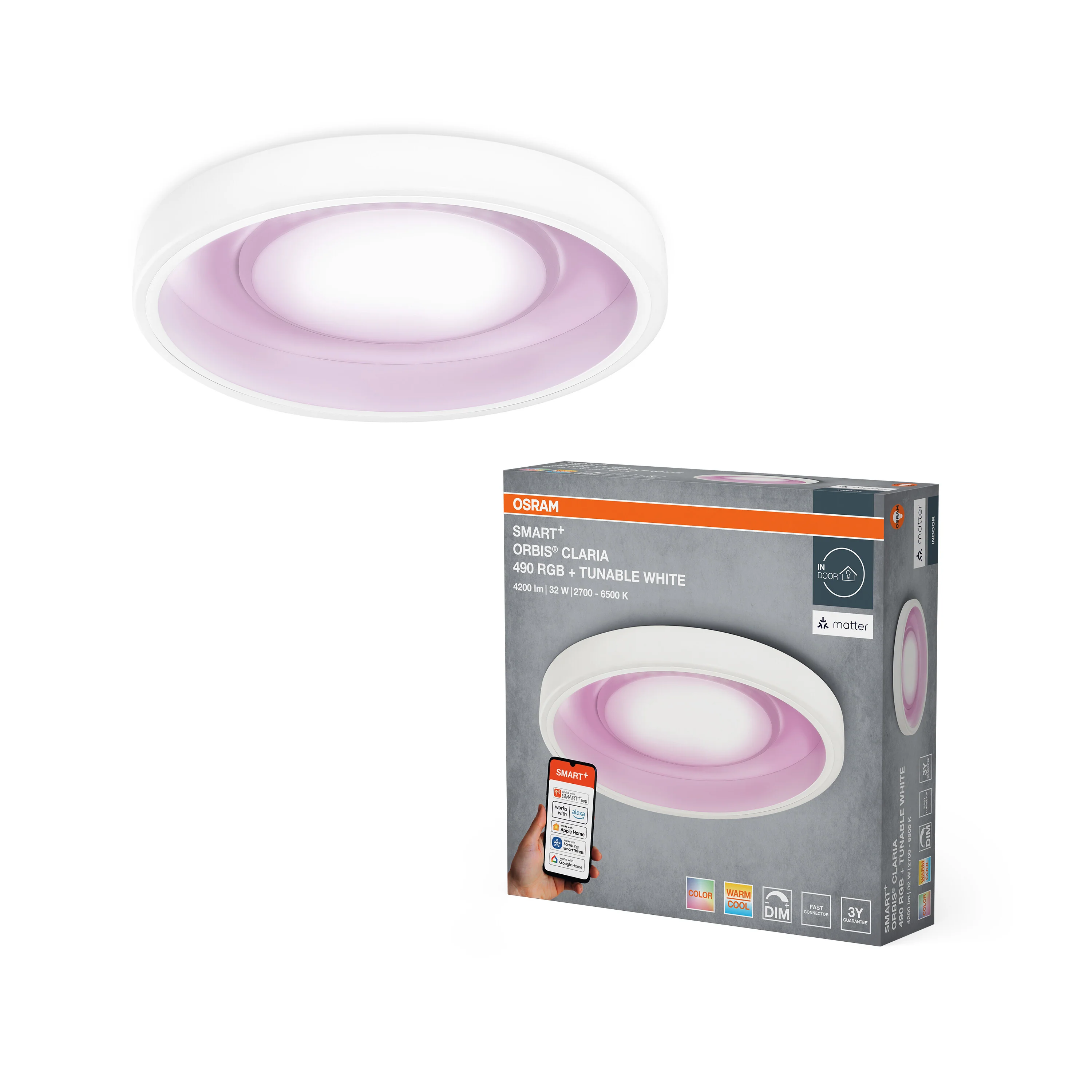 Lampa LED OSRAM SMART+ MATTER Claria 490mm Multicolor - Image 4