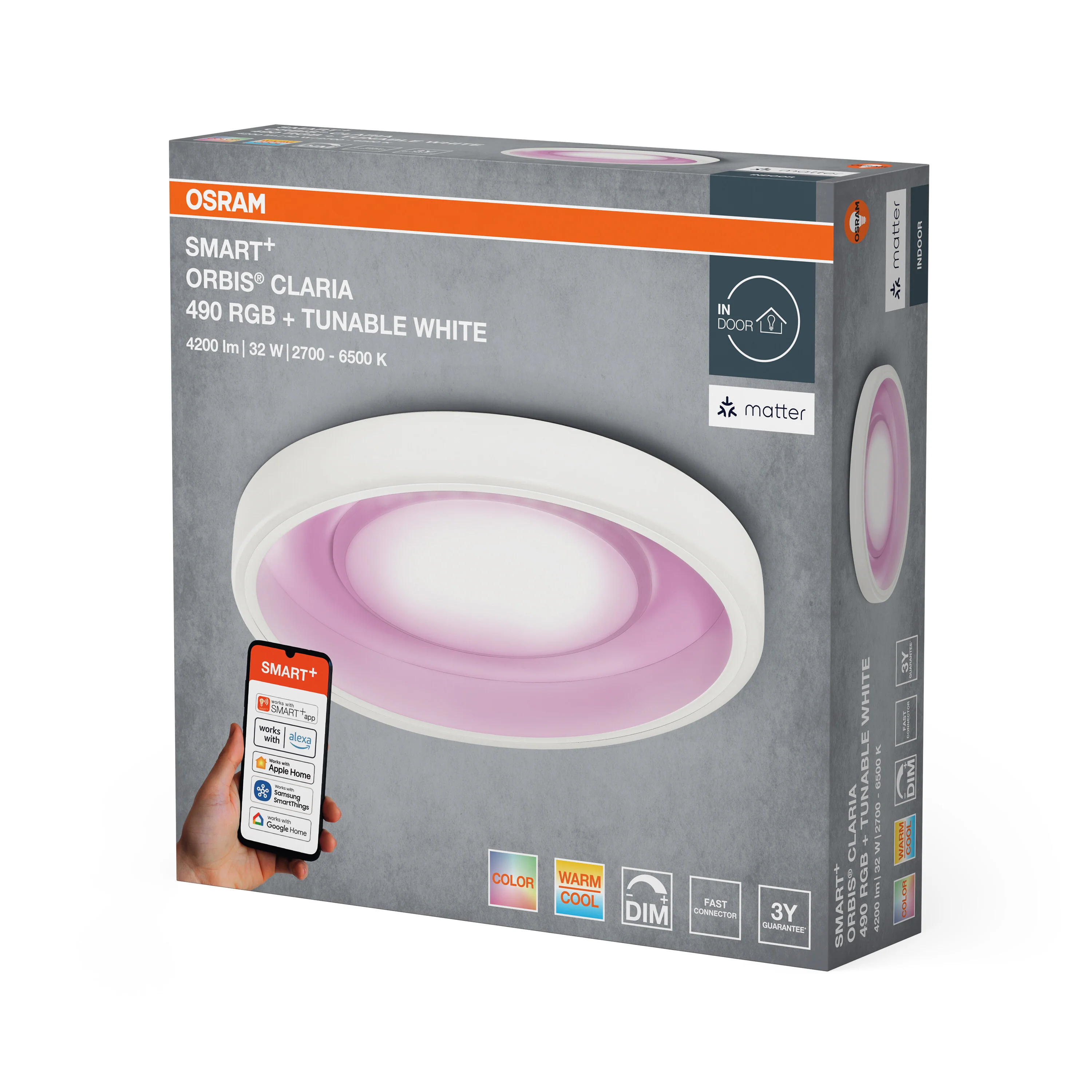 Lampa LED OSRAM SMART+ MATTER Claria 490mm Multicolor - Image 5
