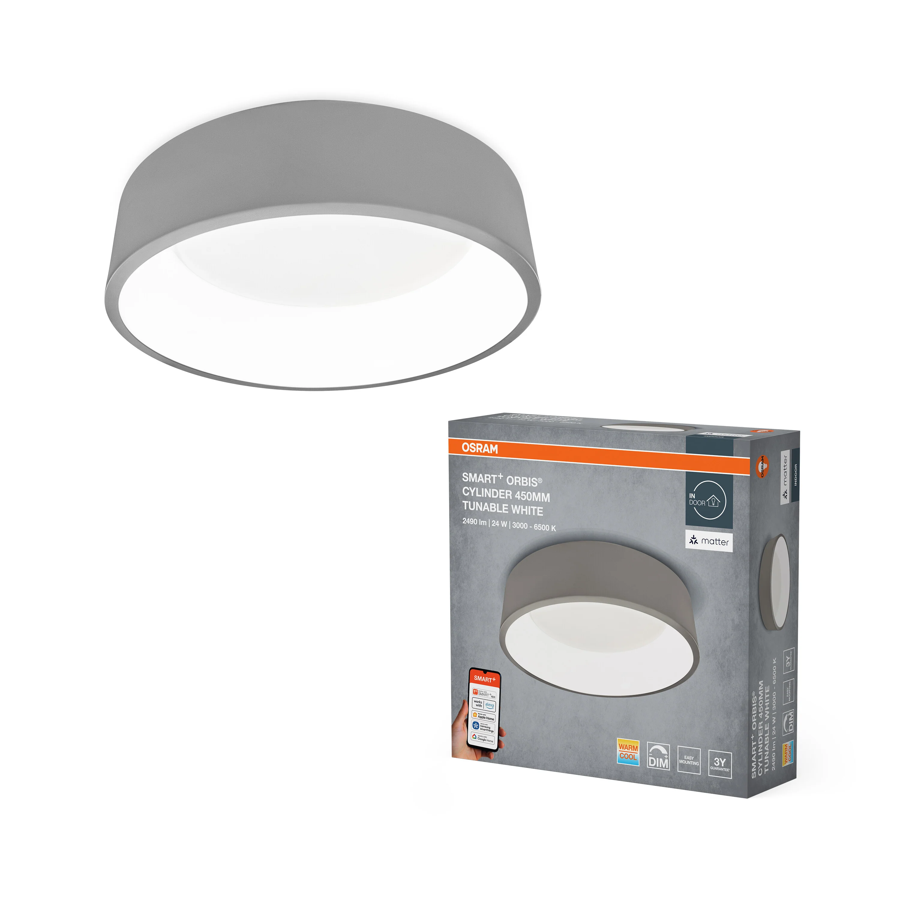 Lampa LED OSRAM SMART+ MATTER Cylinder 450mm Tunable biały - Image 5