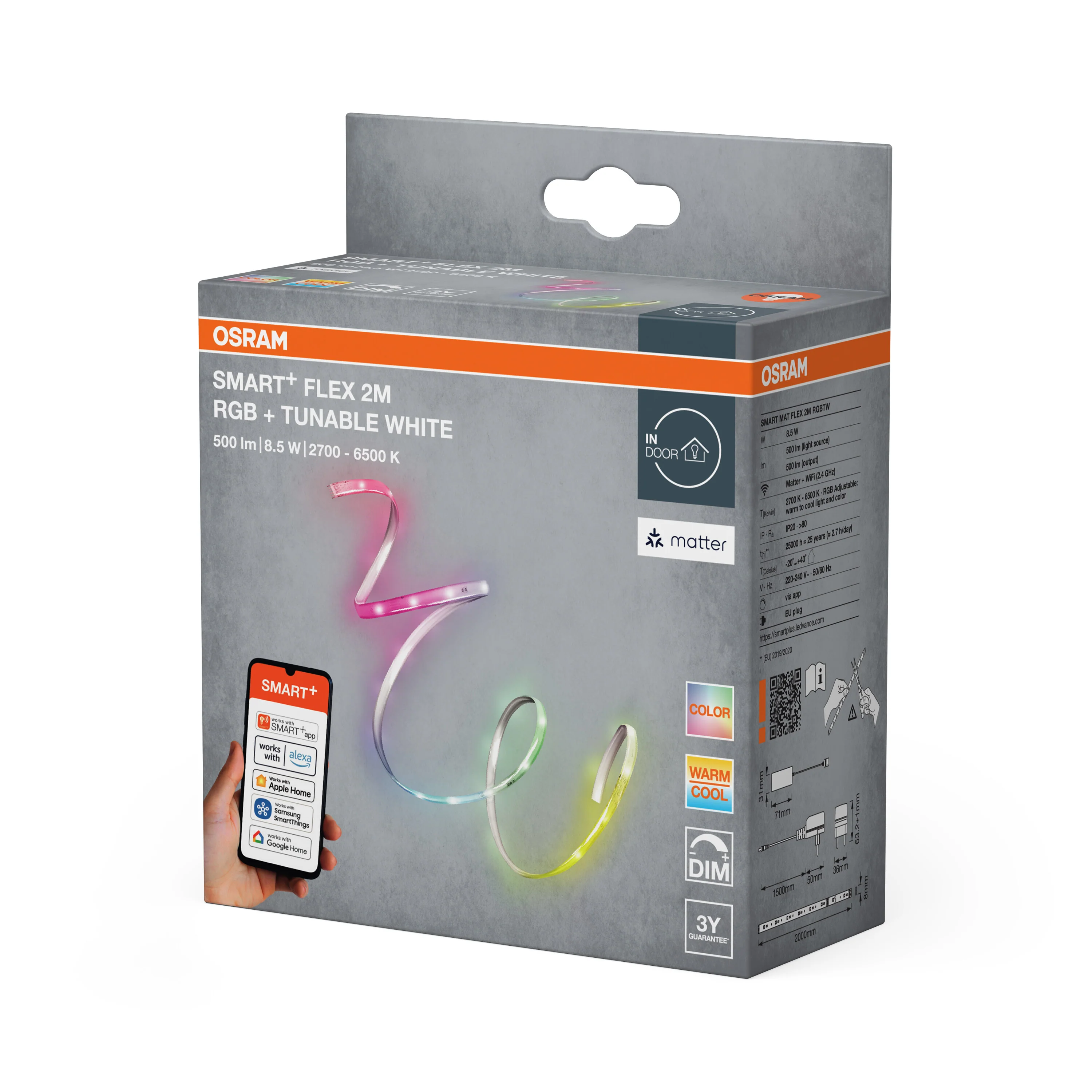 Lampa LED OSRAM SMART+ MATTER Flex 2M RGB Tunable biały - Image 5
