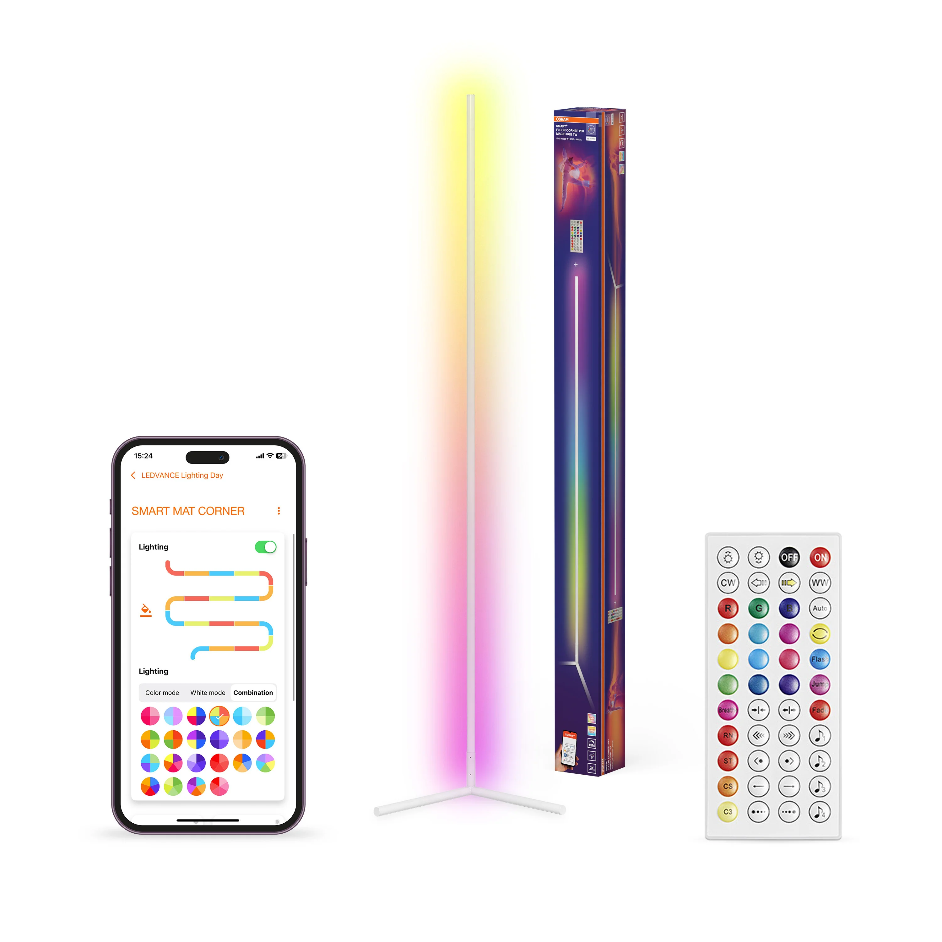 Lampa LED OSRAM SMART+ MATTER Floor Corner Slim with Remote Control biały 2000mm RGB + TW - Image 5