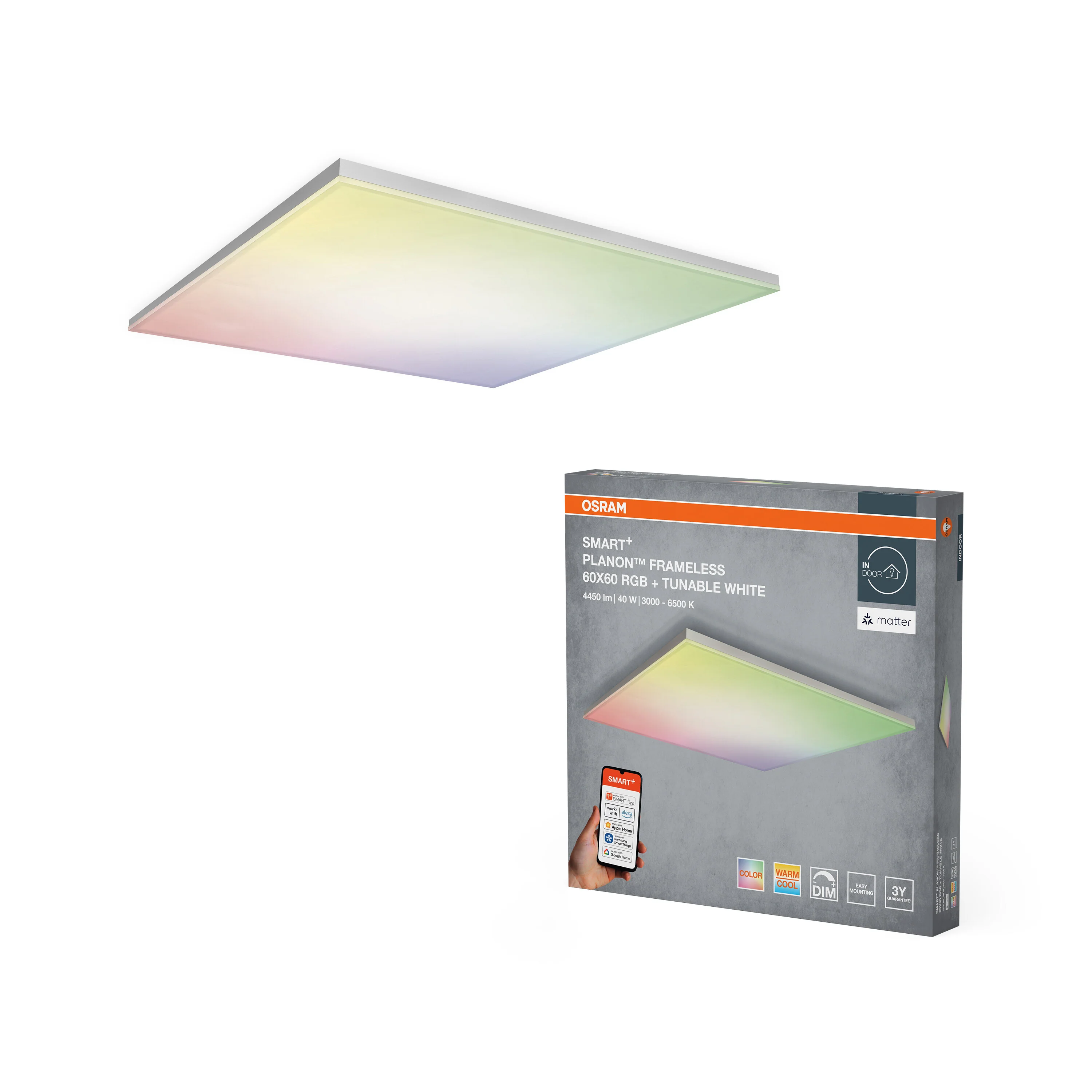 Lampa LED OSRAM SMART+ MATTER Planon Frameless Multicolor 600x600mm - Image 5