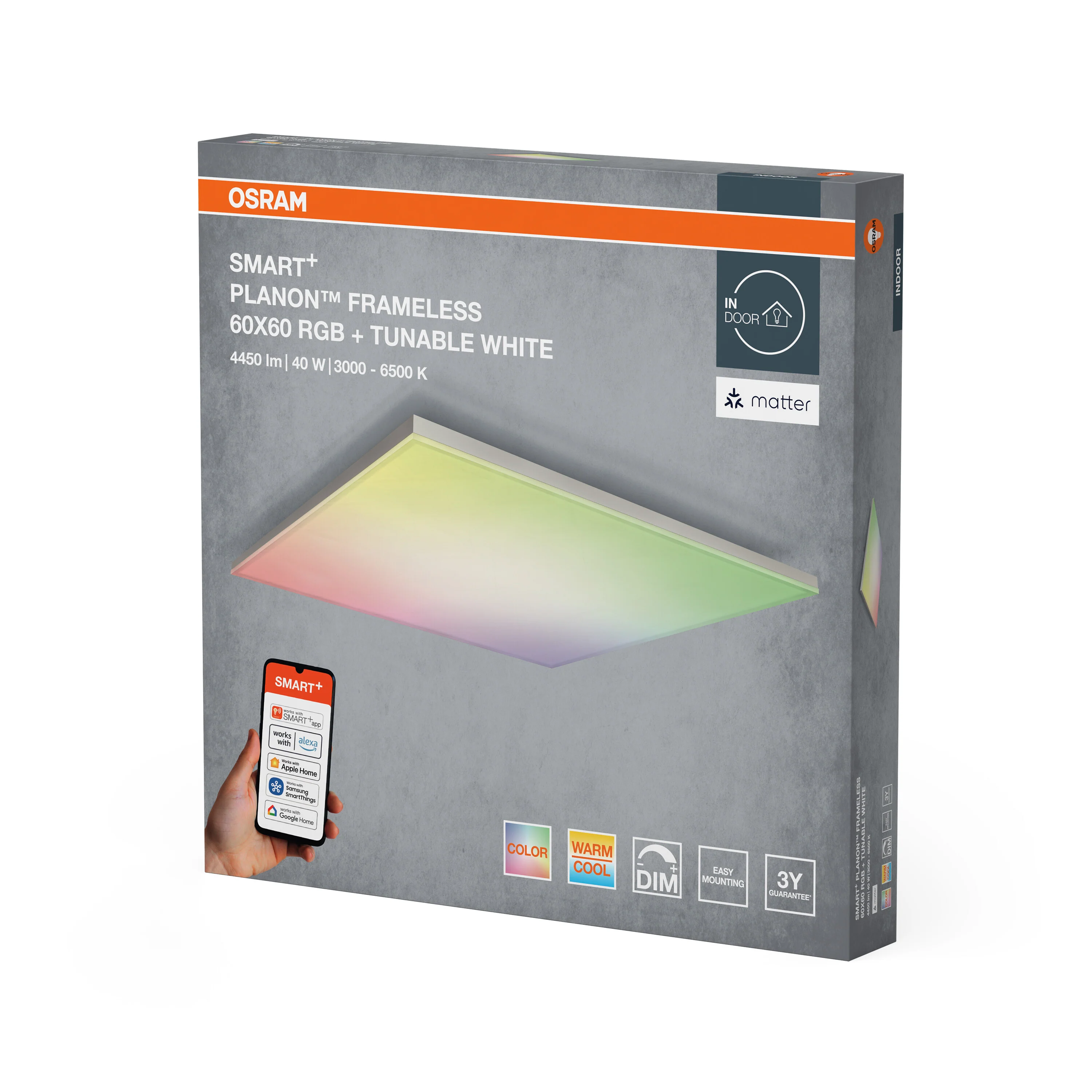 Lampa LED OSRAM SMART+ MATTER Planon Frameless Multicolor 600x600mm - Image 6