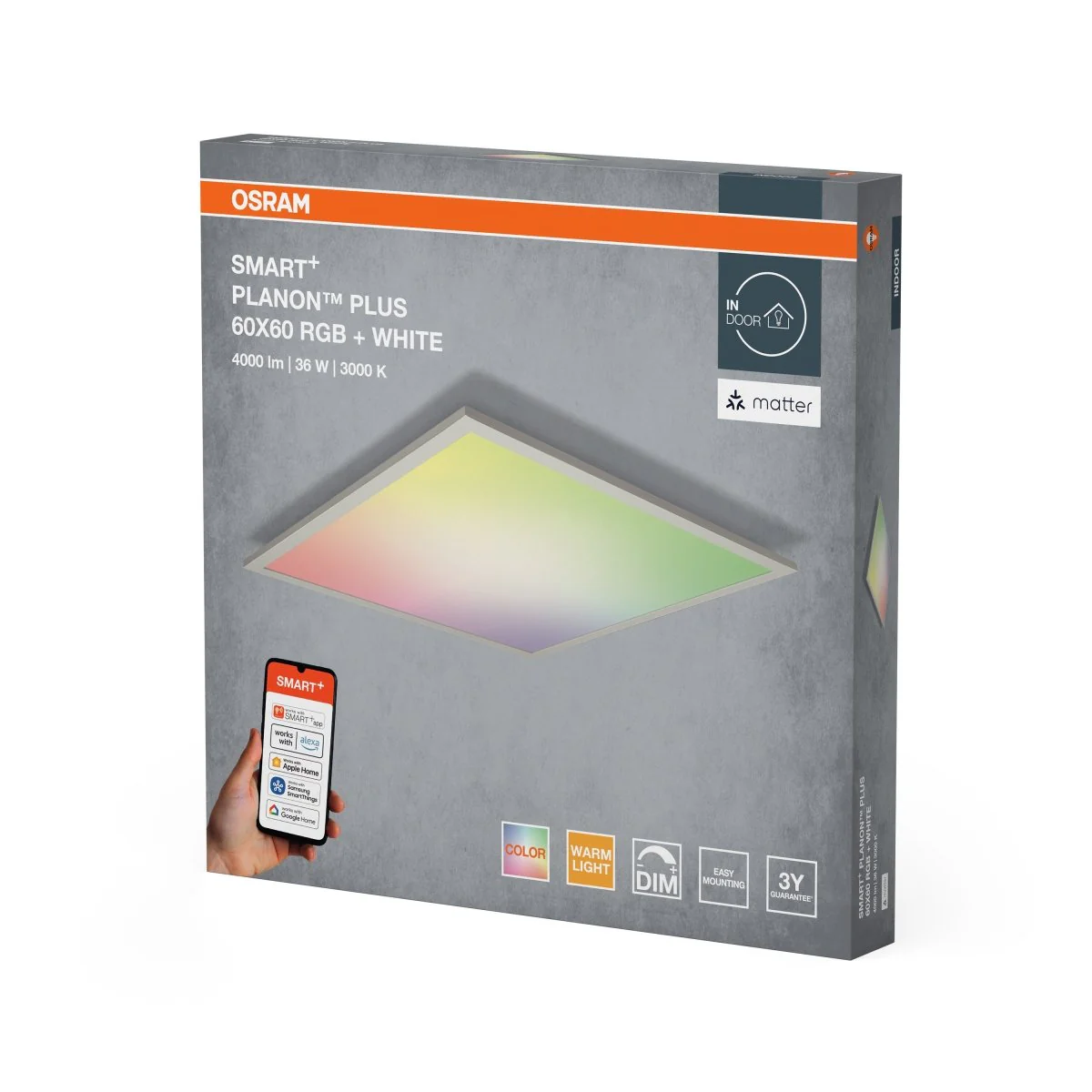 Lampa LED OSRAM SMART+ MATTER Planon Plus Multicolor 600x600mm - Image 2