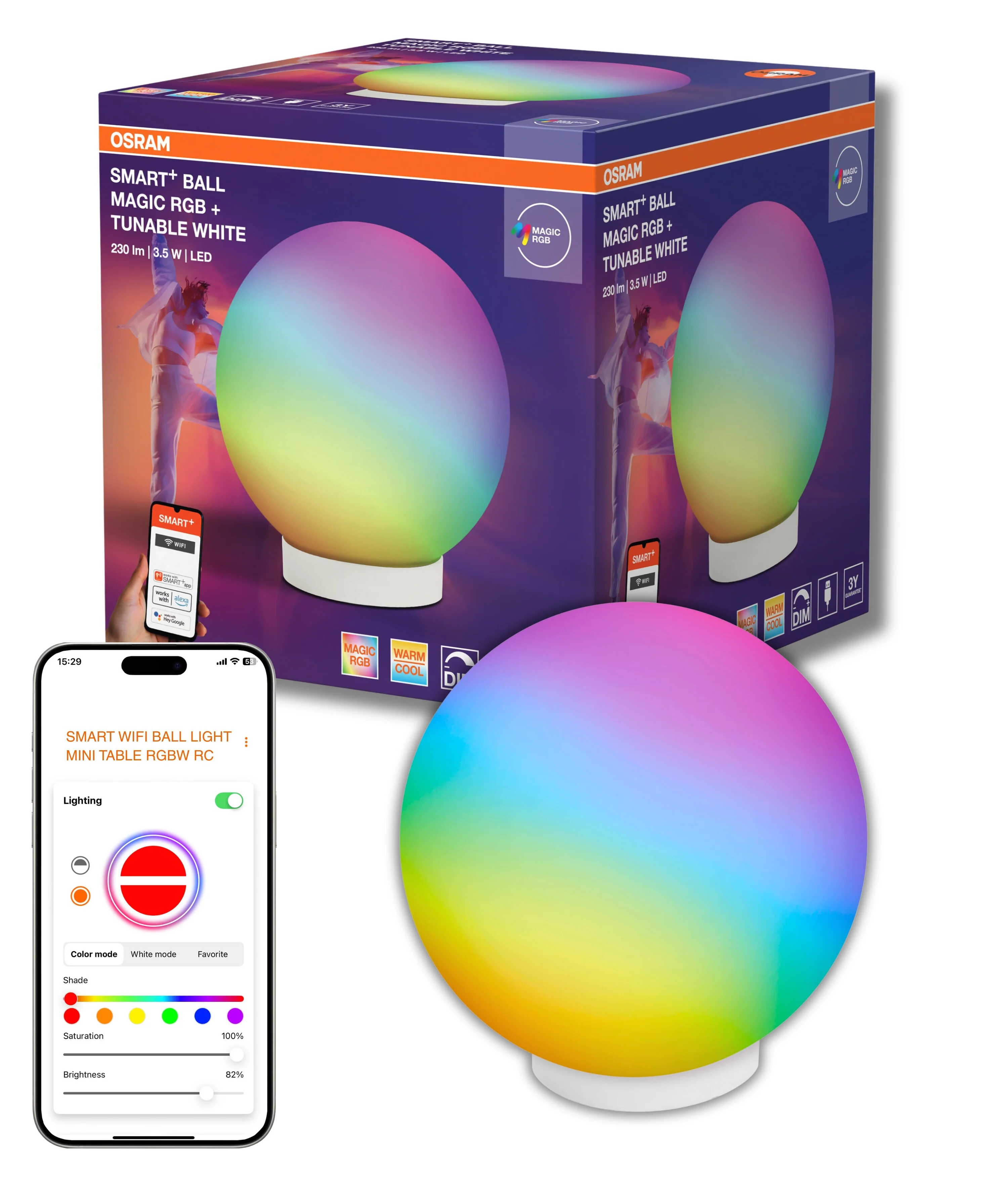 Lampa LED OSRAM Smart+ Wifi Ball Magic RGBW USB - Image 5