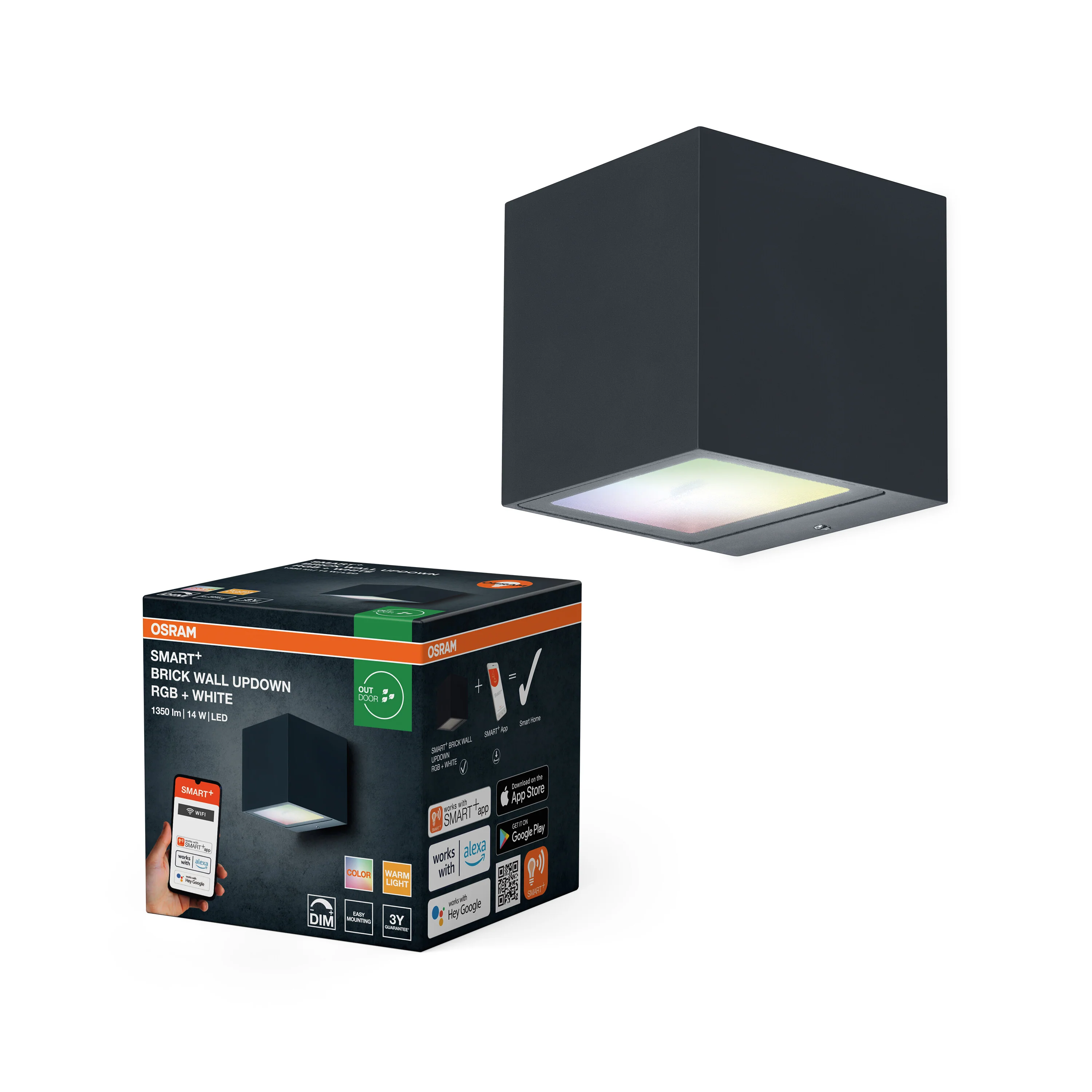 Lampa LED OSRAM SMART+ Wifi Brick Wall UpDown RGB + W - Image 5