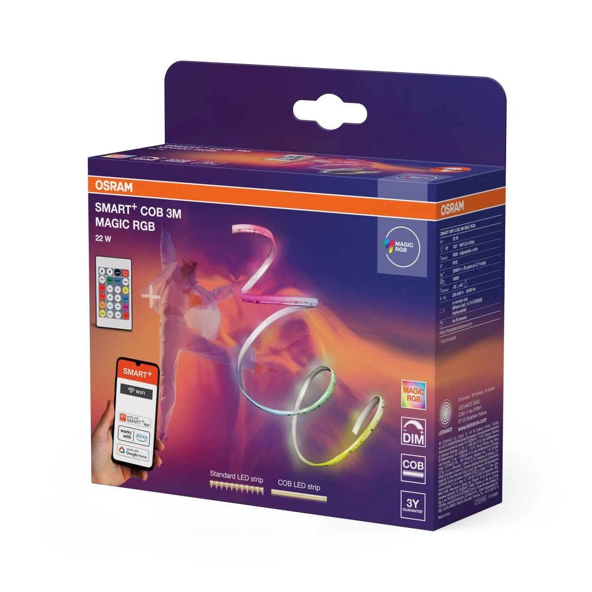 Lampa LED OSRAM Smart+ Wifi COB 3M Magic RGB Remote Control - Image 2