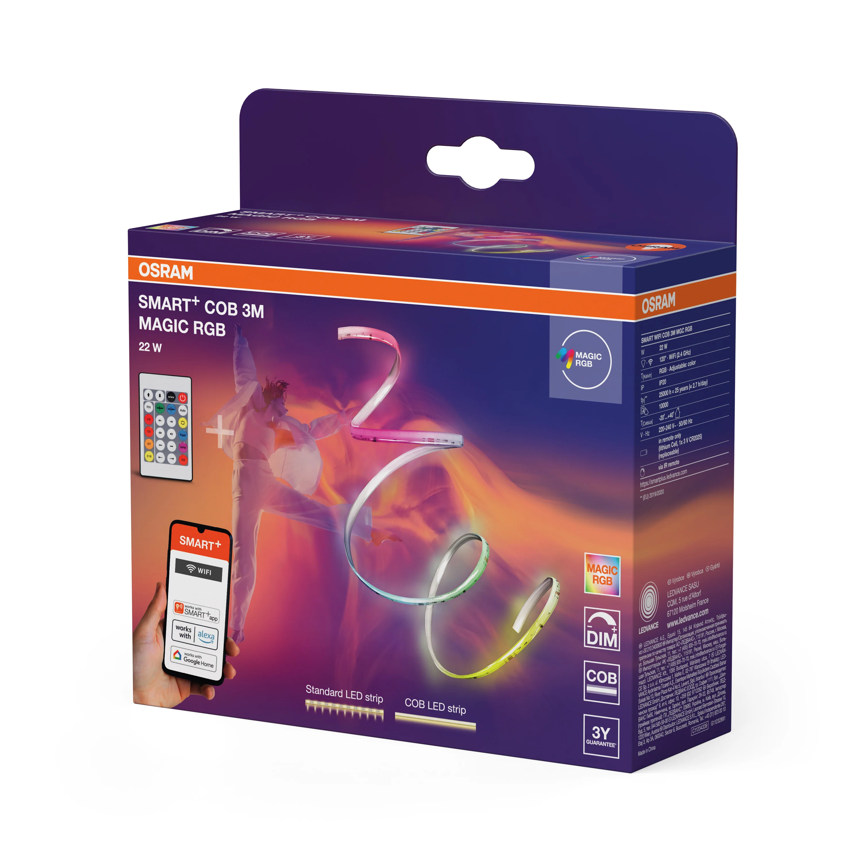 Lampa LED OSRAM Smart+ Wifi COB 3M Magic RGB Remote Control - Image 7