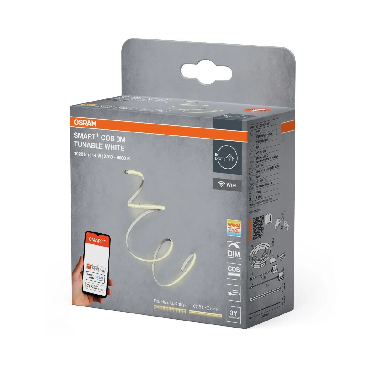 Lampa LED OSRAM Smart+ Wifi COB 3M Tunable biały Remote Control - Image 2