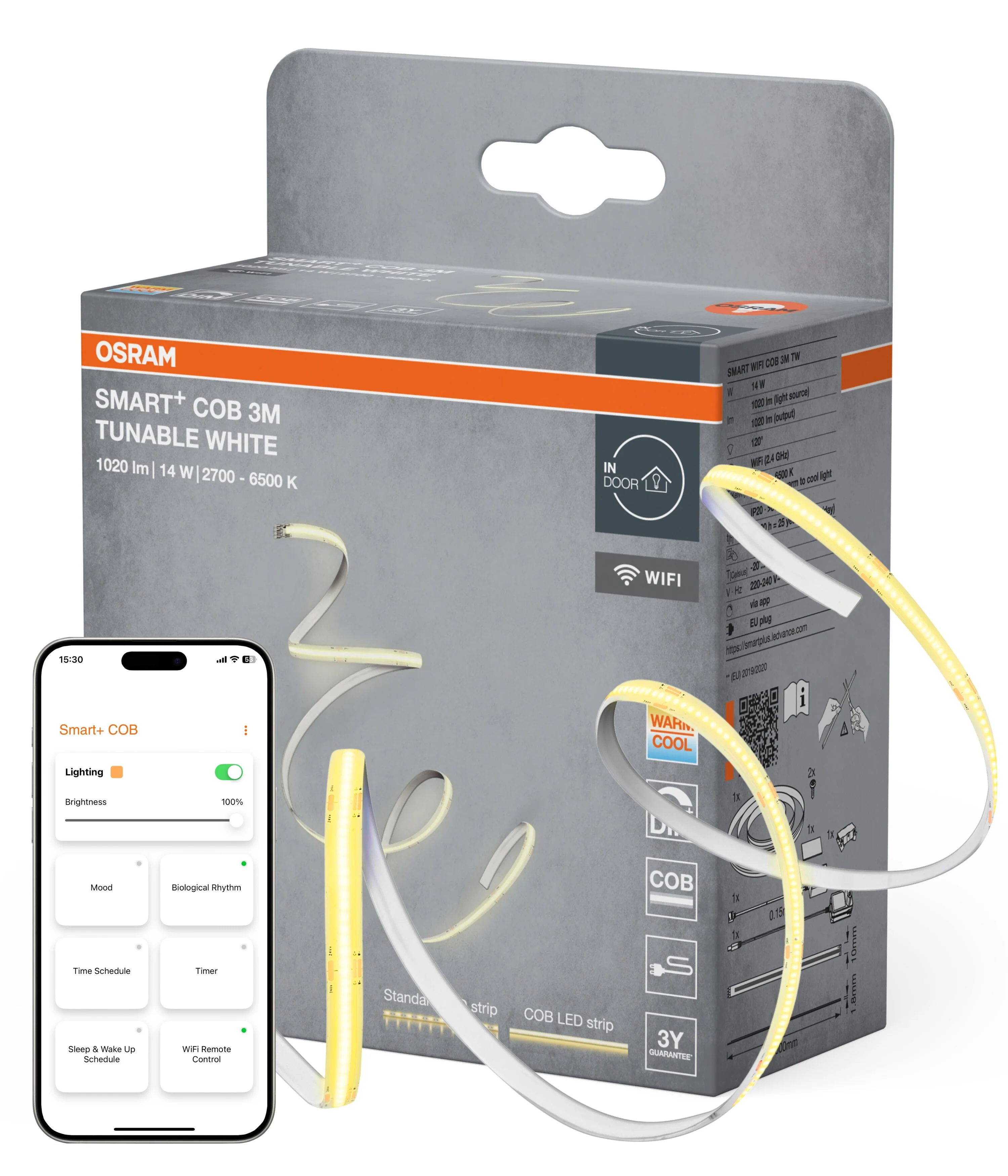 Lampa LED OSRAM Smart+ Wifi COB 3M Tunable biały Remote Control - Image 4