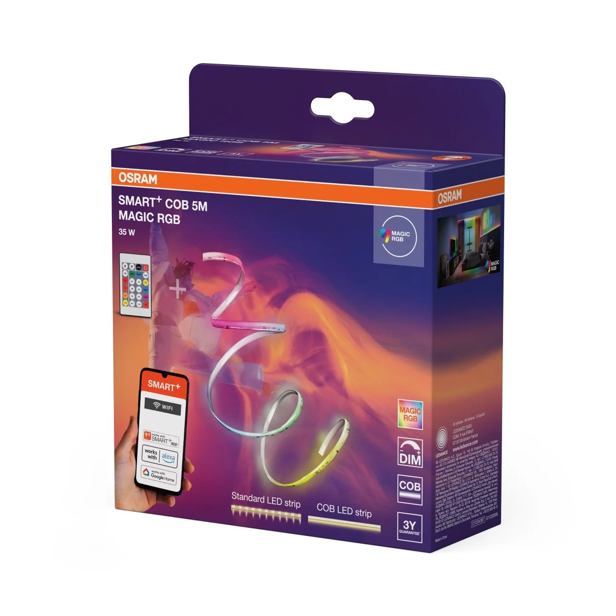 Lampa LED OSRAM Smart+ Wifi COB 5M Magic RGB Remote Control - Image 2