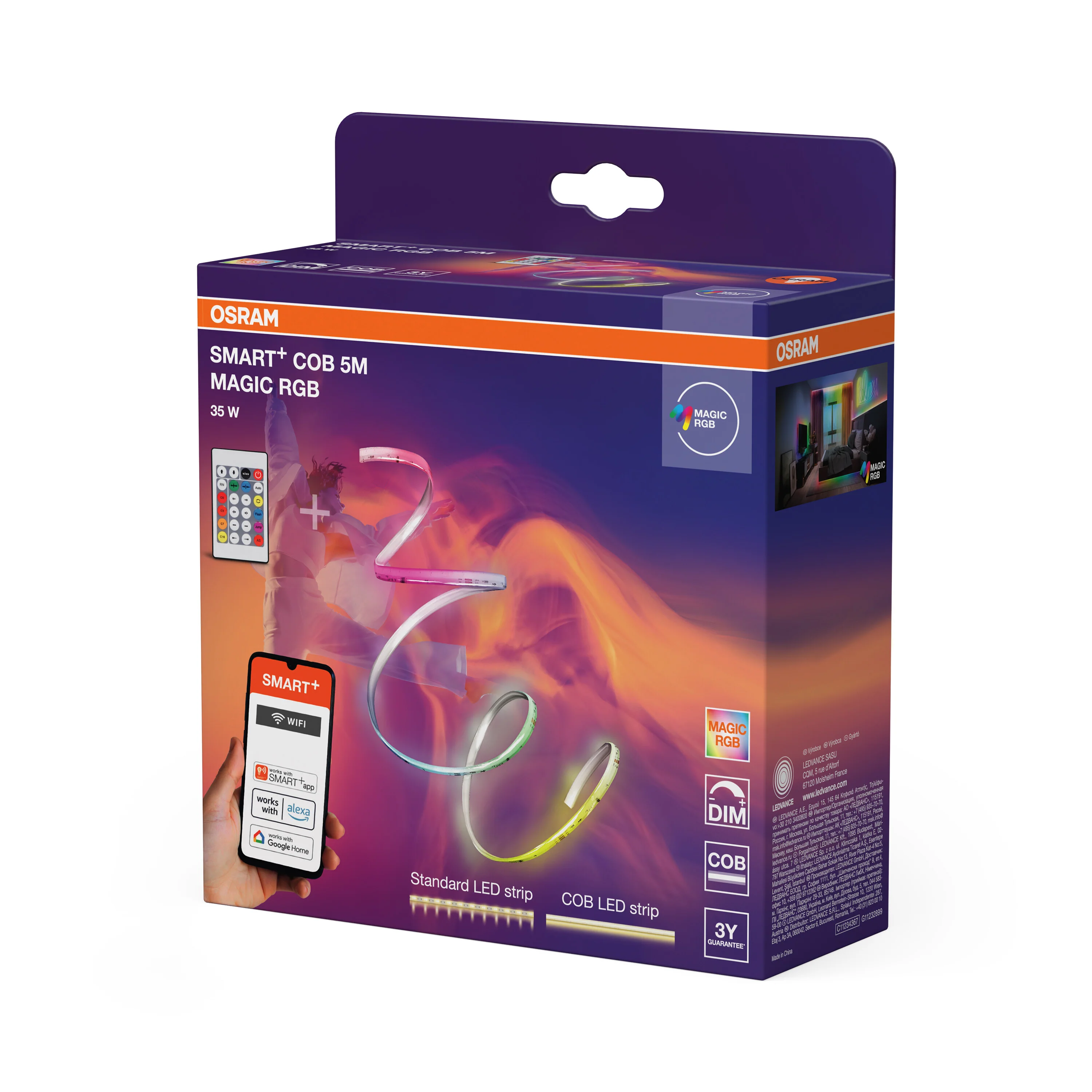 Lampa LED OSRAM Smart+ Wifi COB 5M Magic RGB Remote Control - Image 7