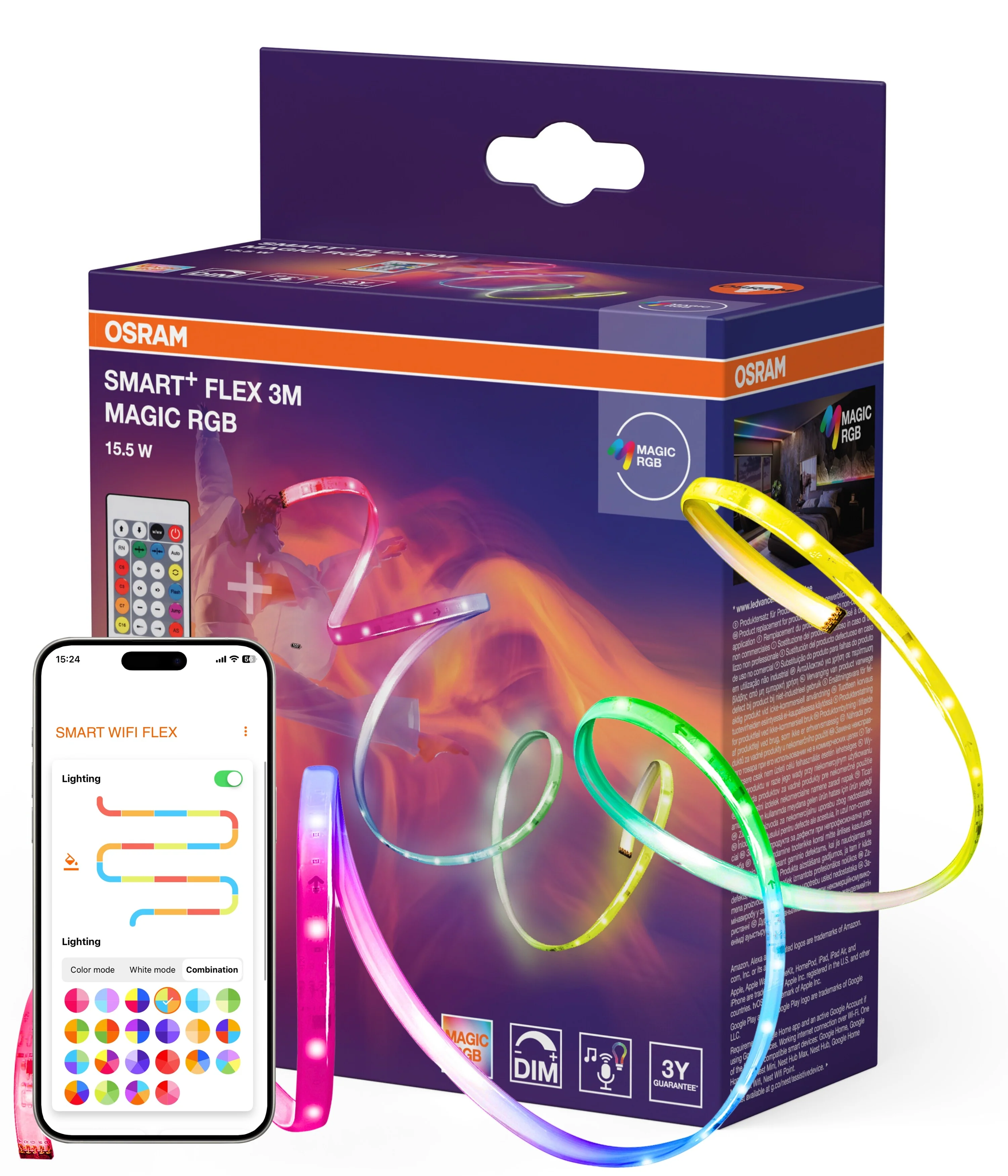 Lampa LED OSRAM Smart+ Wifi Flex Magic RGB 3M Remote Control - Image 6