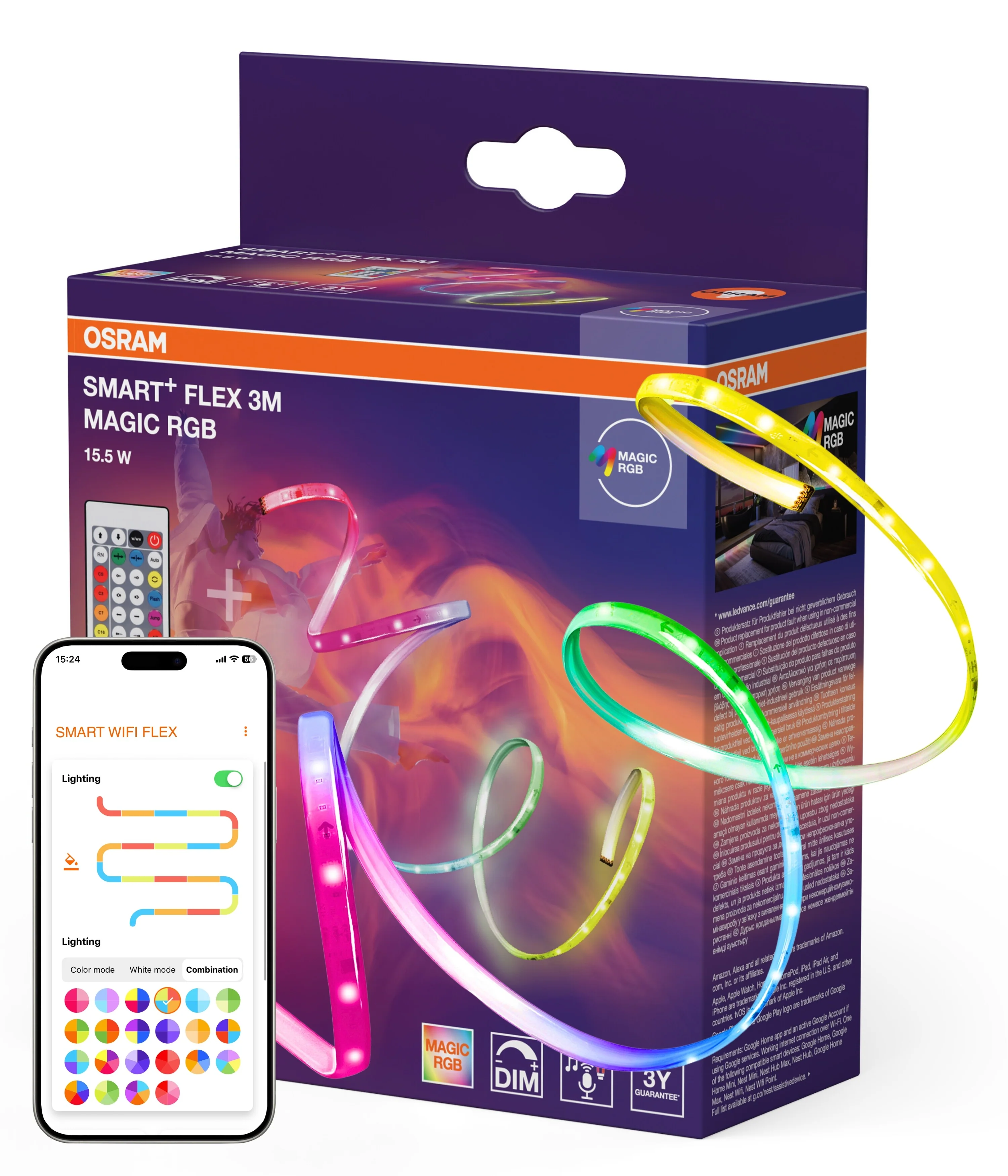 Lampa LED OSRAM Smart+ Wifi Flex Magic RGB 5M Remote Control - Image 6