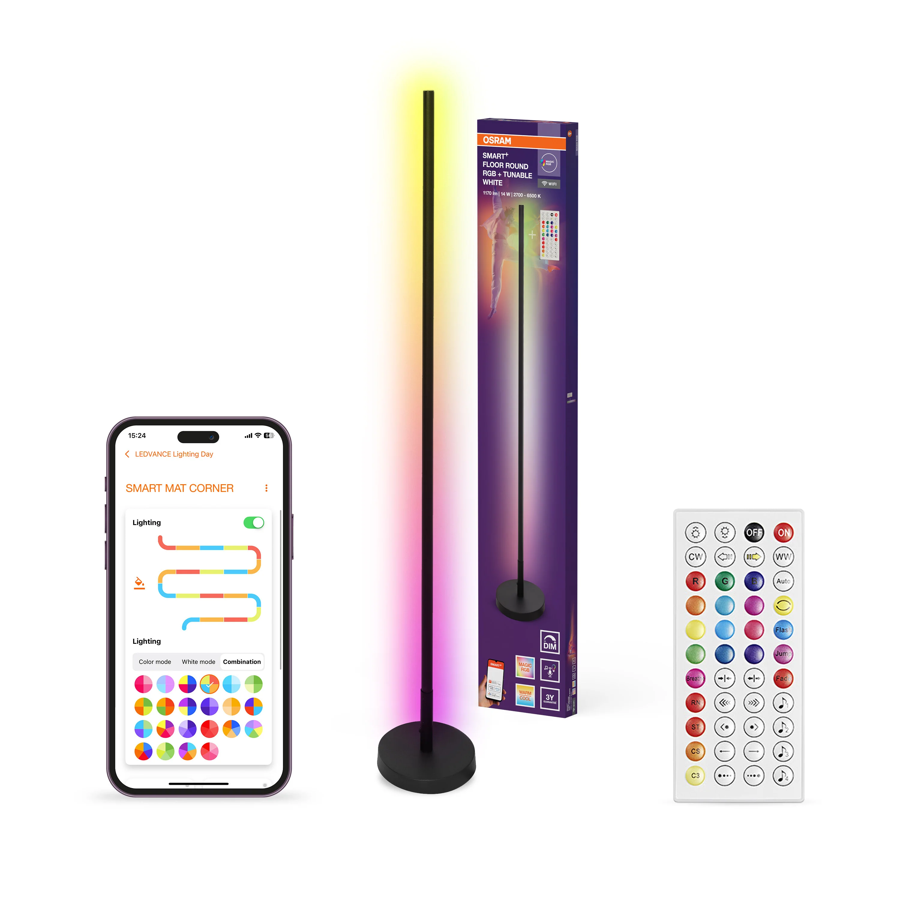 Lampa LED OSRAM SMART+ Wifi Floor Round czarny RGB + TW + RC - Image 5