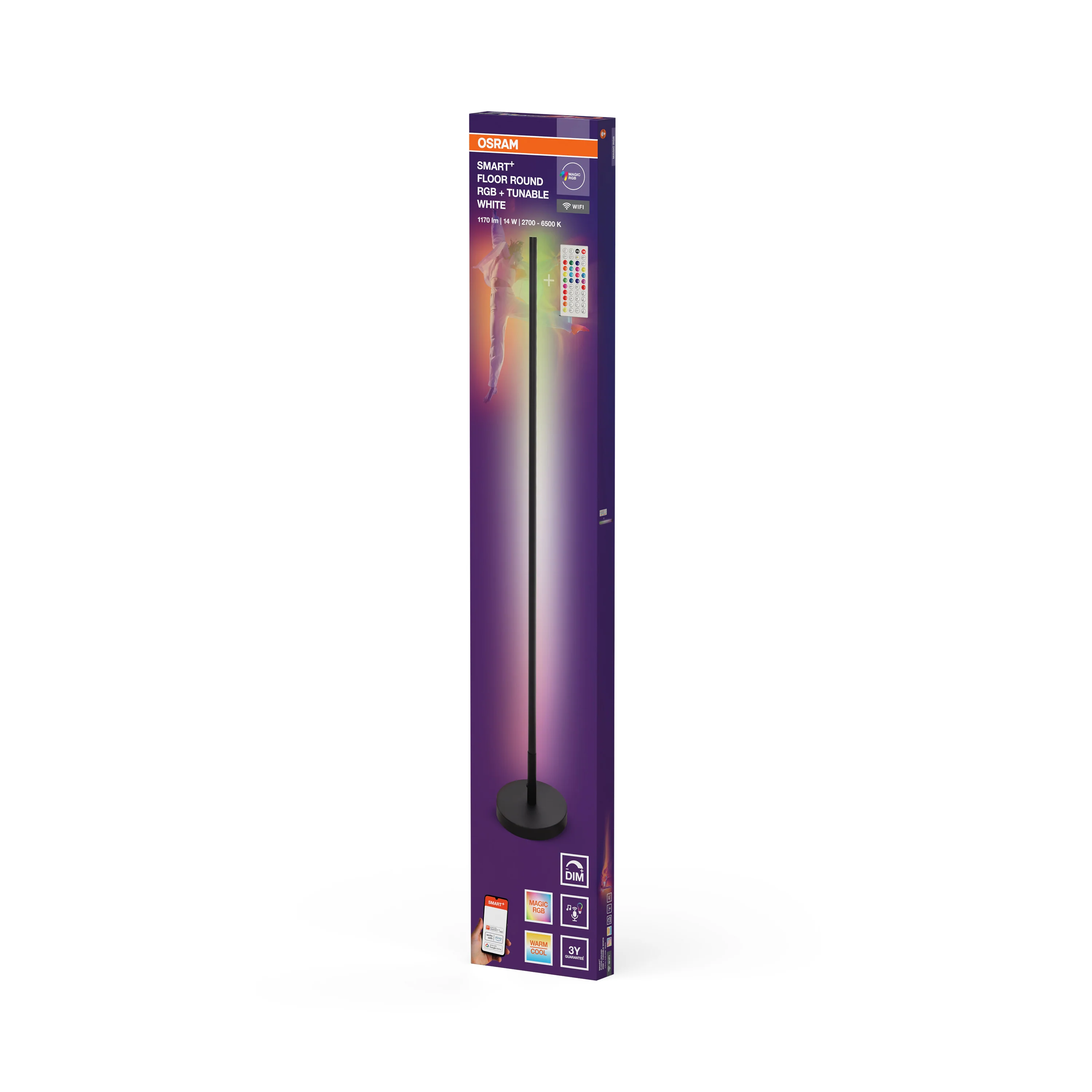 Lampa LED OSRAM SMART+ Wifi Floor Round czarny RGB + TW + RC - Image 6