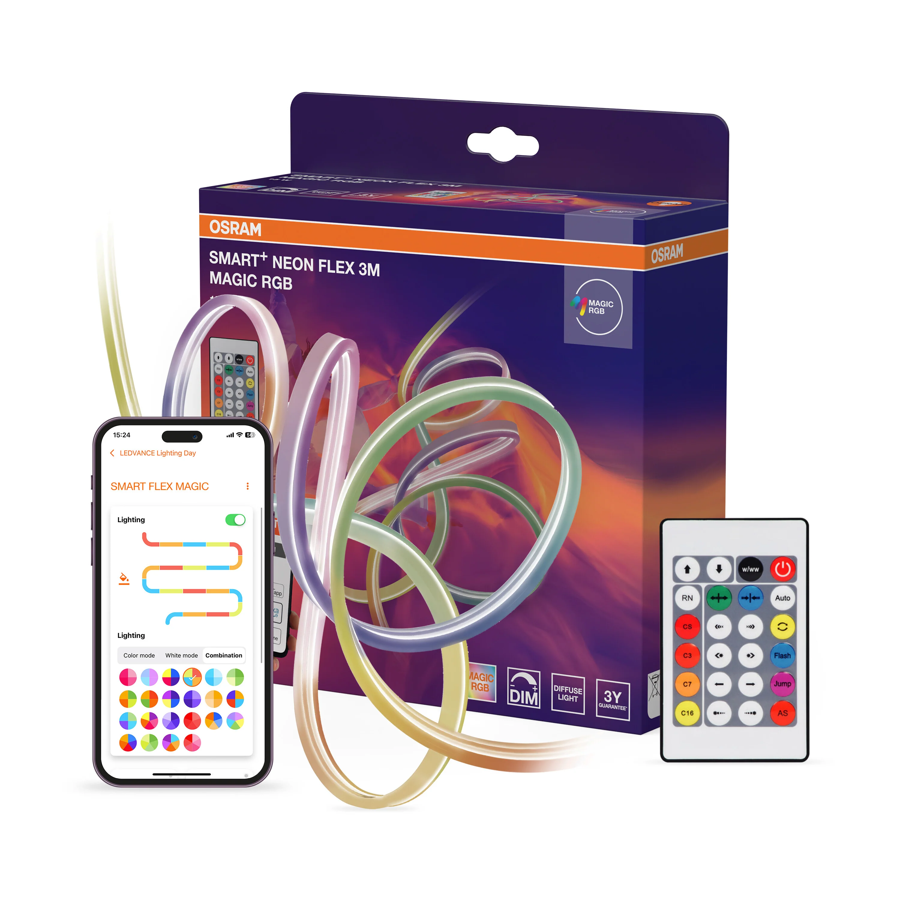 Lampa LED OSRAM Smart+ Wifi Neon Flex 3M Magic RGB Remote Control - Image 6