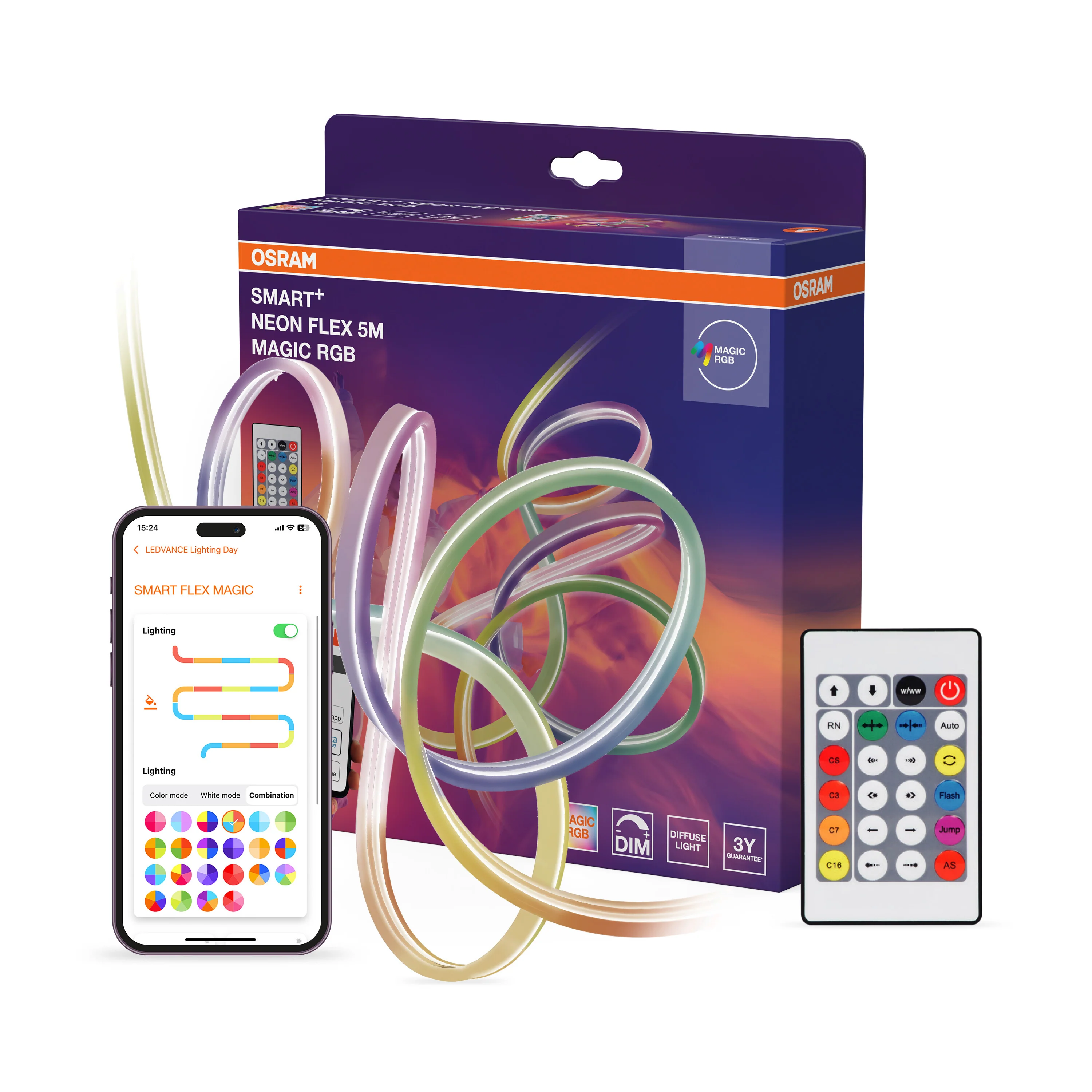Lampa LED OSRAM Smart+ Wifi Neon Flex 5M Magic RGB Remote Control - Image 6