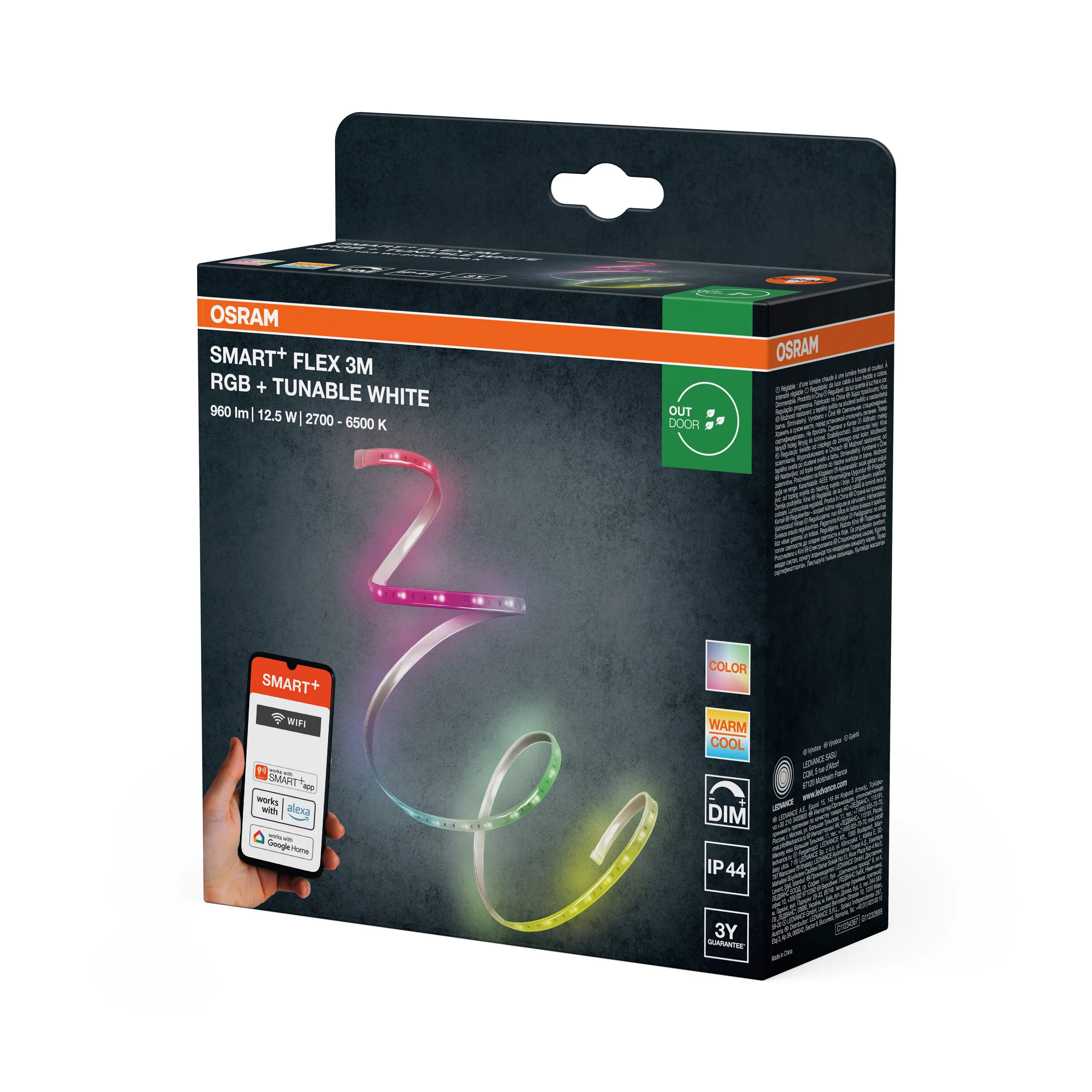 Lampa LED OSRAM Smart+ Wifi Outdoor Flex IP44 3M RGB Tunable biały - Image 7