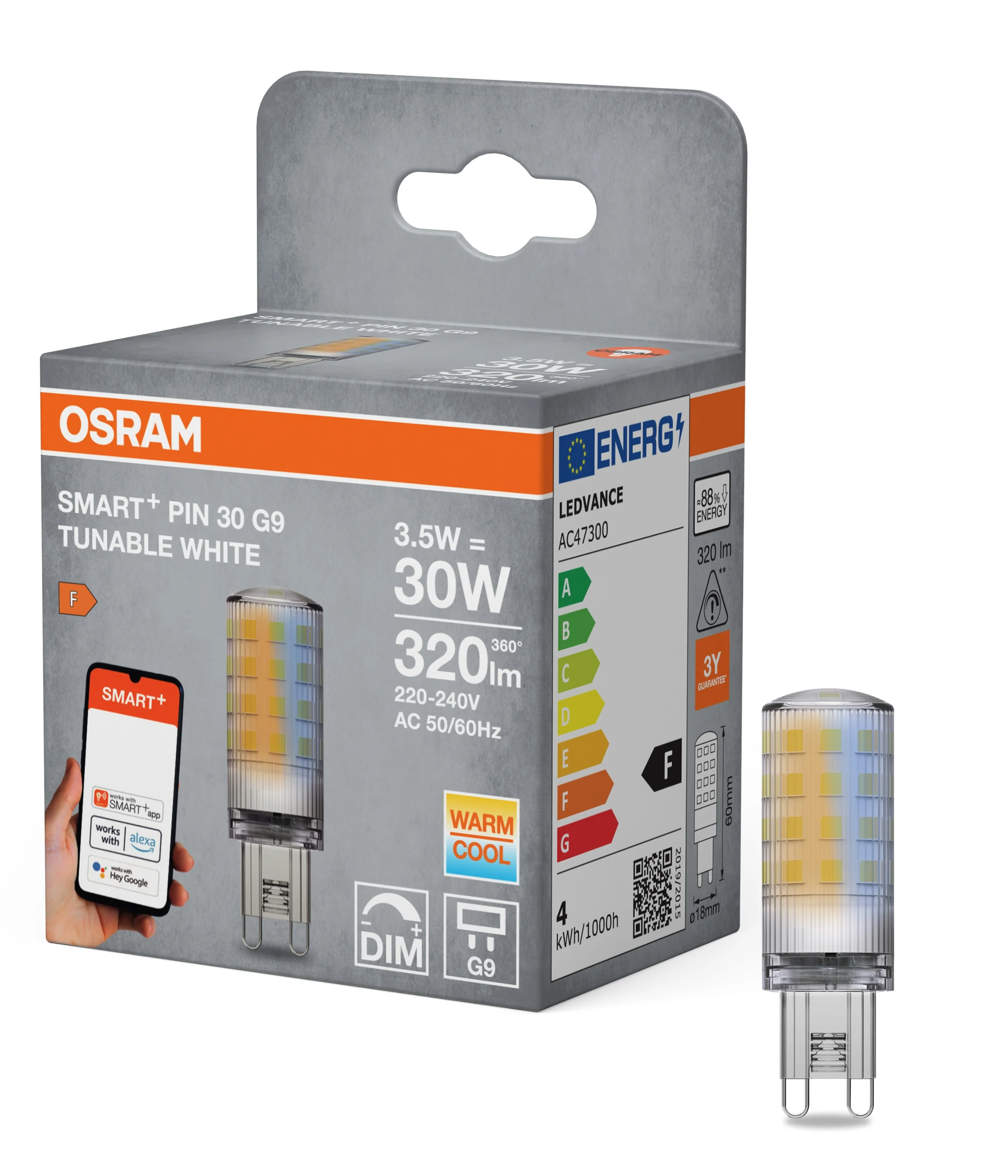 Lampa LED OSRAM SMART WIFI PIN 3,5W 827 230V TW CL G9 - Image 4