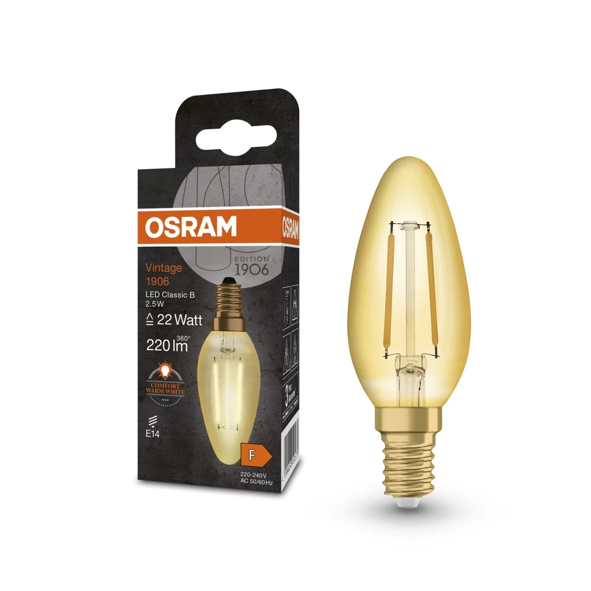 Lampa LED Vintage Świecowa E14 2,5W 2400K Uniwersalna - Image 4