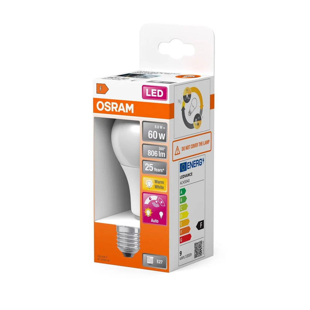 Lampa LED z czujnikiem klasyczny krztałt E27 8,8W 2700K 806 - Image 3
